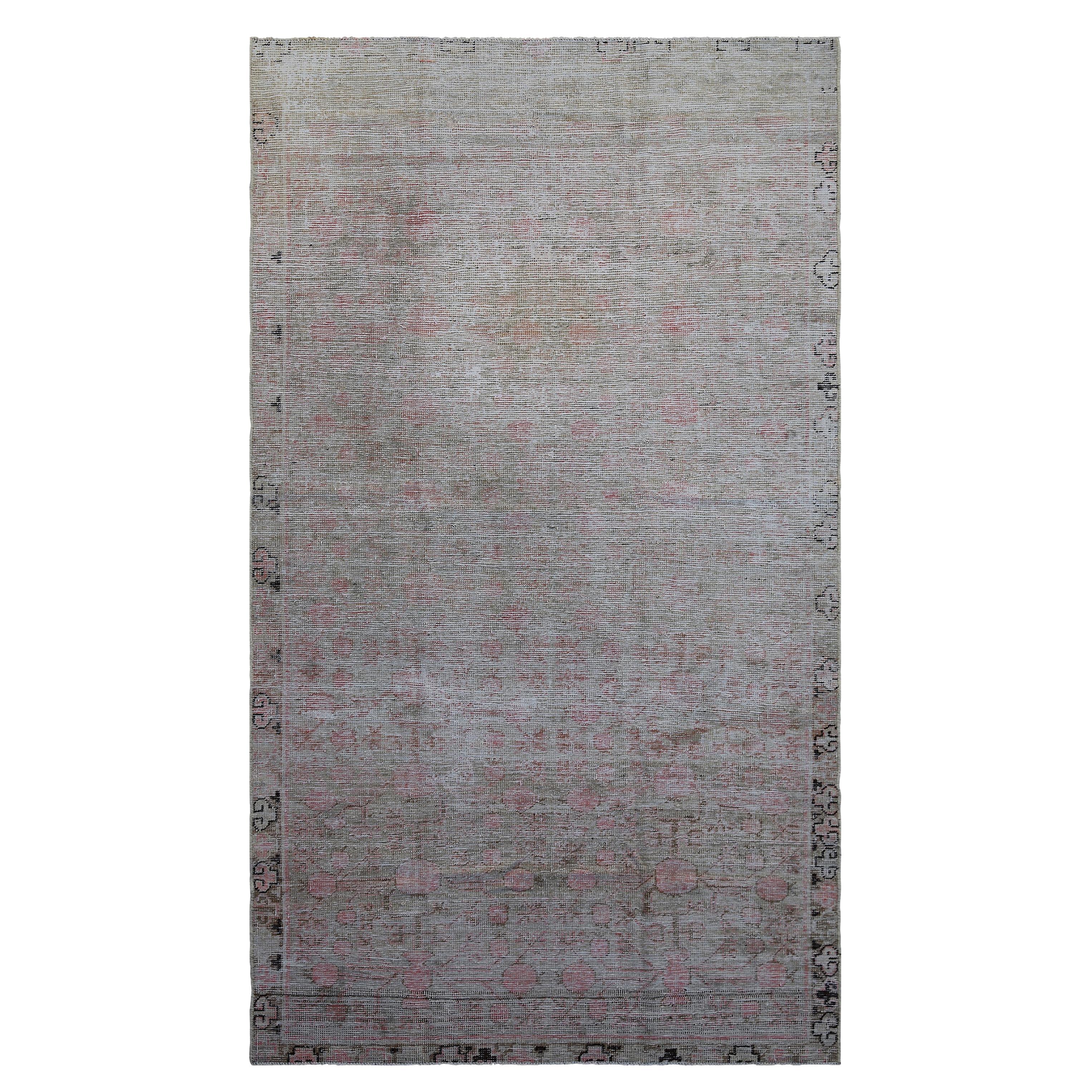 Abc Teppich Mehrfarbiger Vintage Teppich aus Woll-Baumwoll-Mischung - 4' x 7'2" im Angebot
