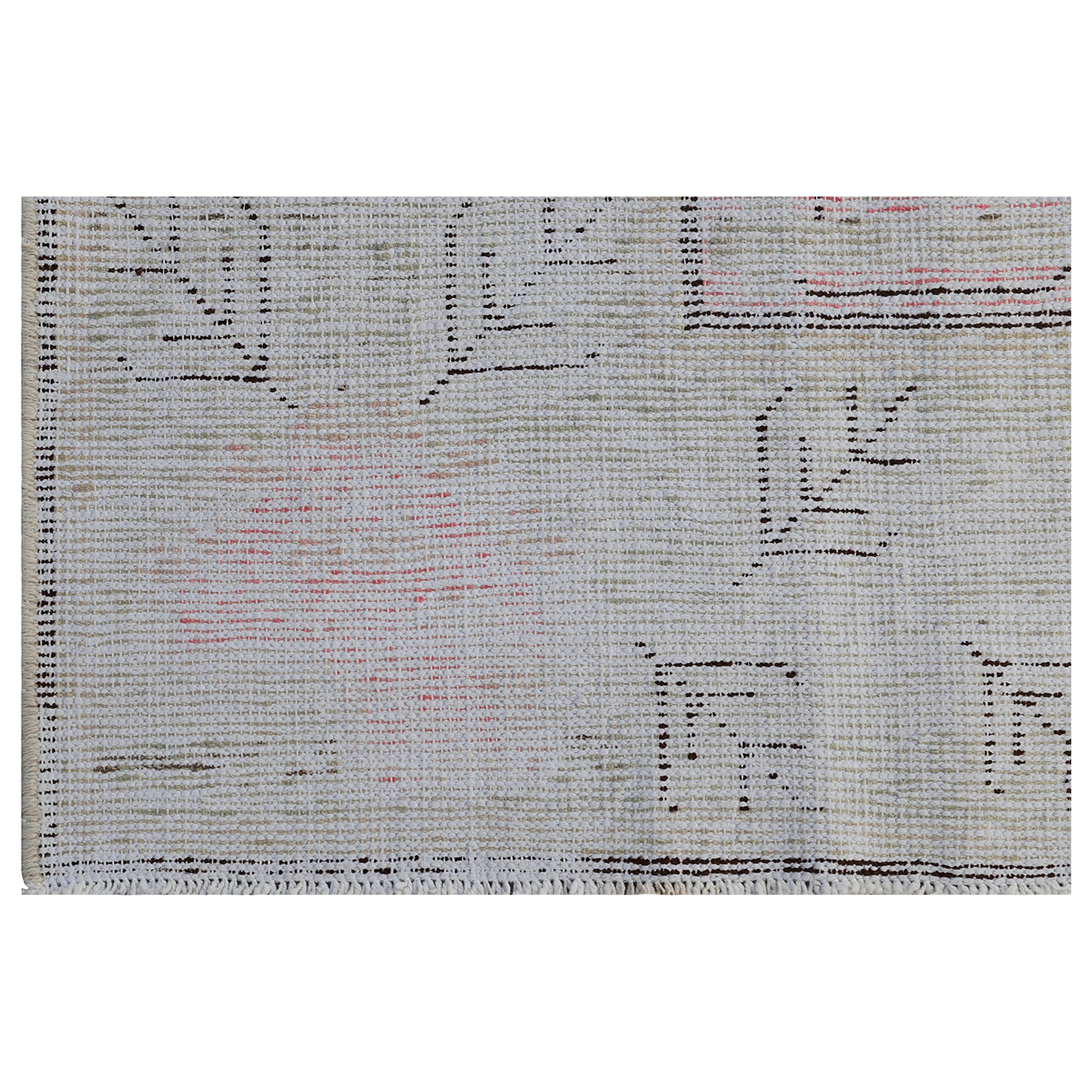 Abc Teppich Mehrfarbiger Vintage Teppich aus Woll-Baumwoll-Mischung - 4'11