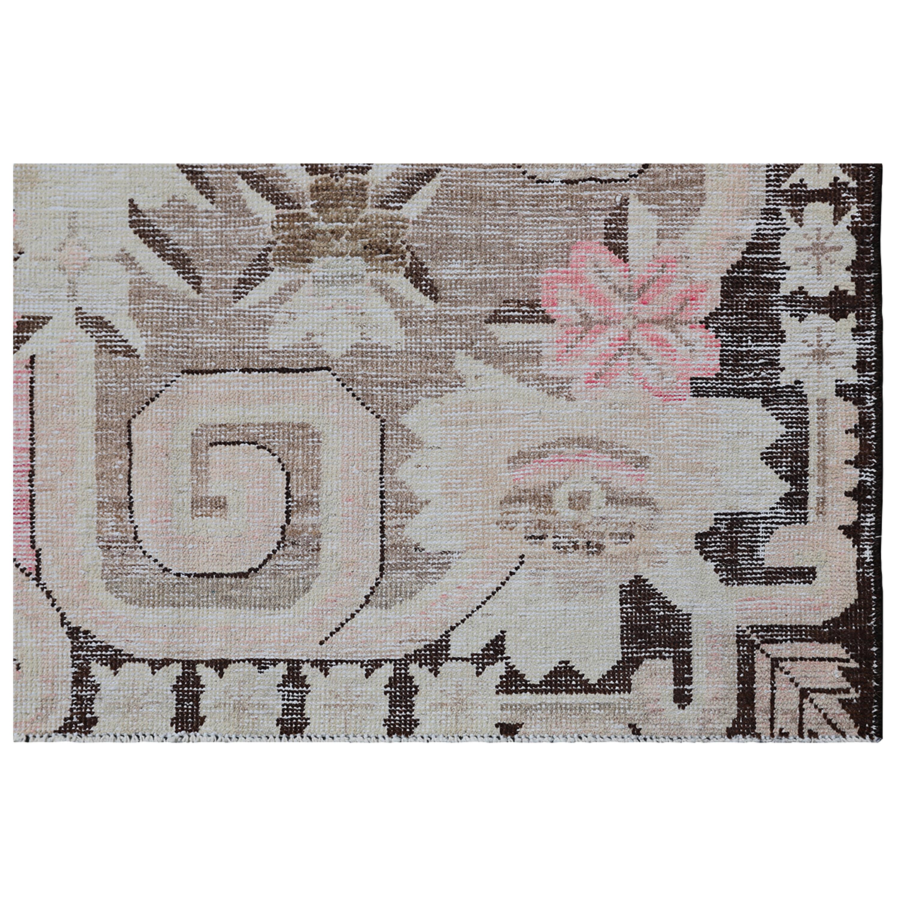 Uzbek abc carpet Multicolored Vintage Wool Cotton Blend Rug - 5'7