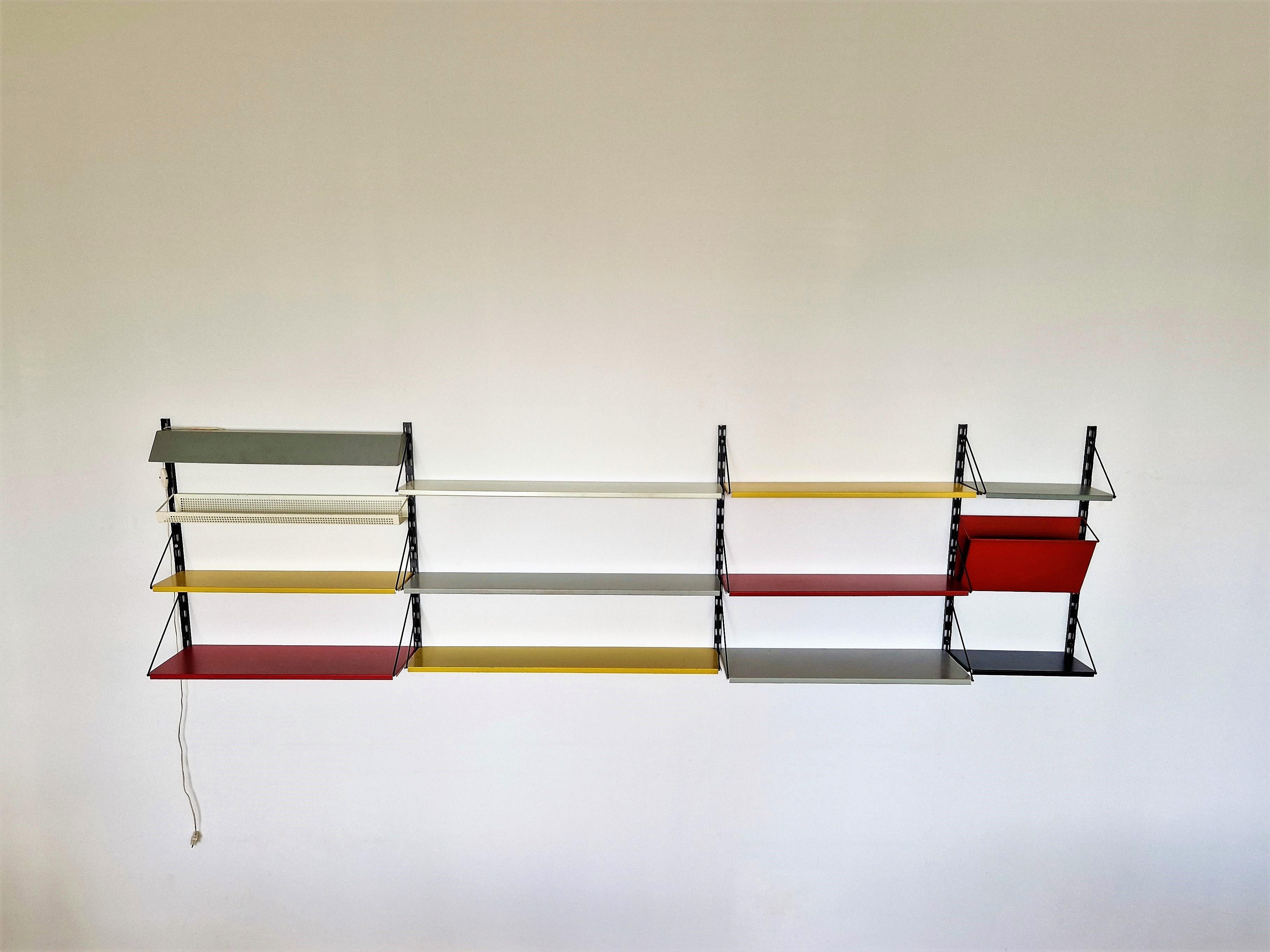 Multicolored Wall Unit by Tjerk Rijenga for Pilastro, the Netherlands 1960's For Sale 5