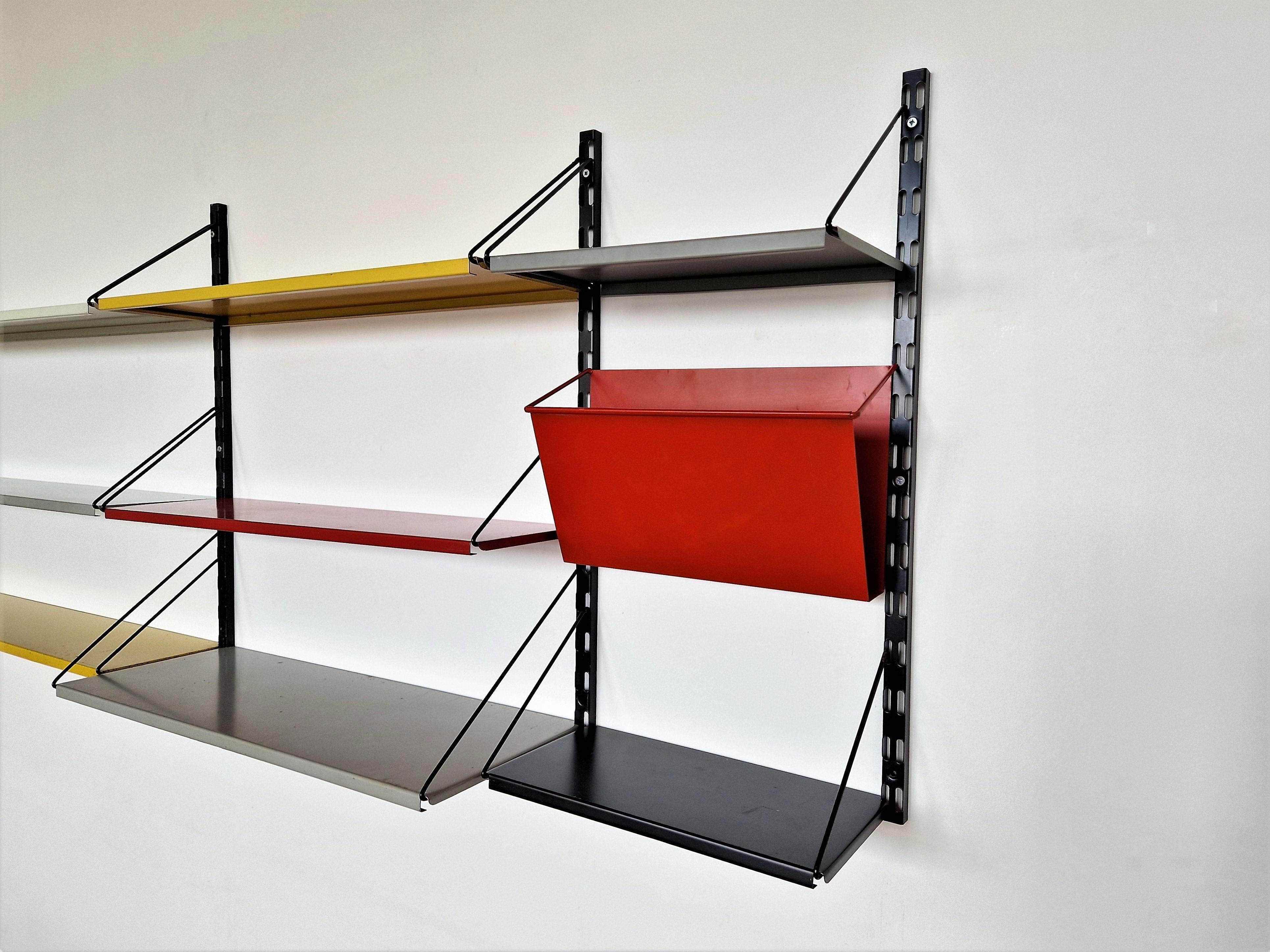 Mid-20th Century Multicolored Wall Unit by Tjerk Rijenga for Pilastro, the Netherlands 1960's For Sale