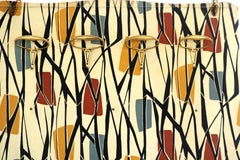 Italian Multicolored Wardrobe with Chintz Cover, Hat Rack of Glass, 1950s