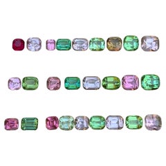 Multicolors Natürlicher Turmalin 27,21 Karat Cushion Cut Lose Edelsteine Paket