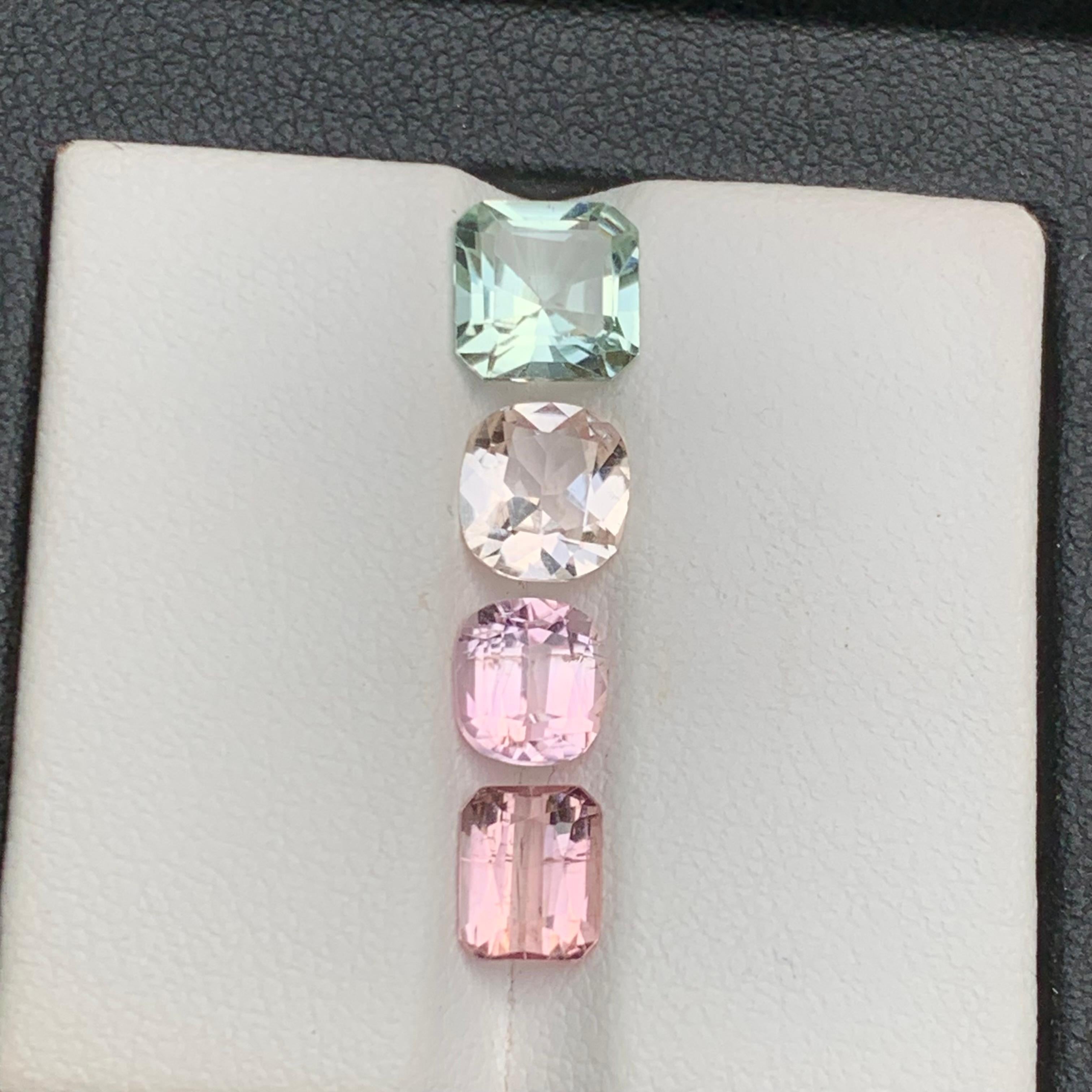 Contemporain Jewelry taille libre tourmaline naturelle multicolore taille coussin taille 4 carats en vente
