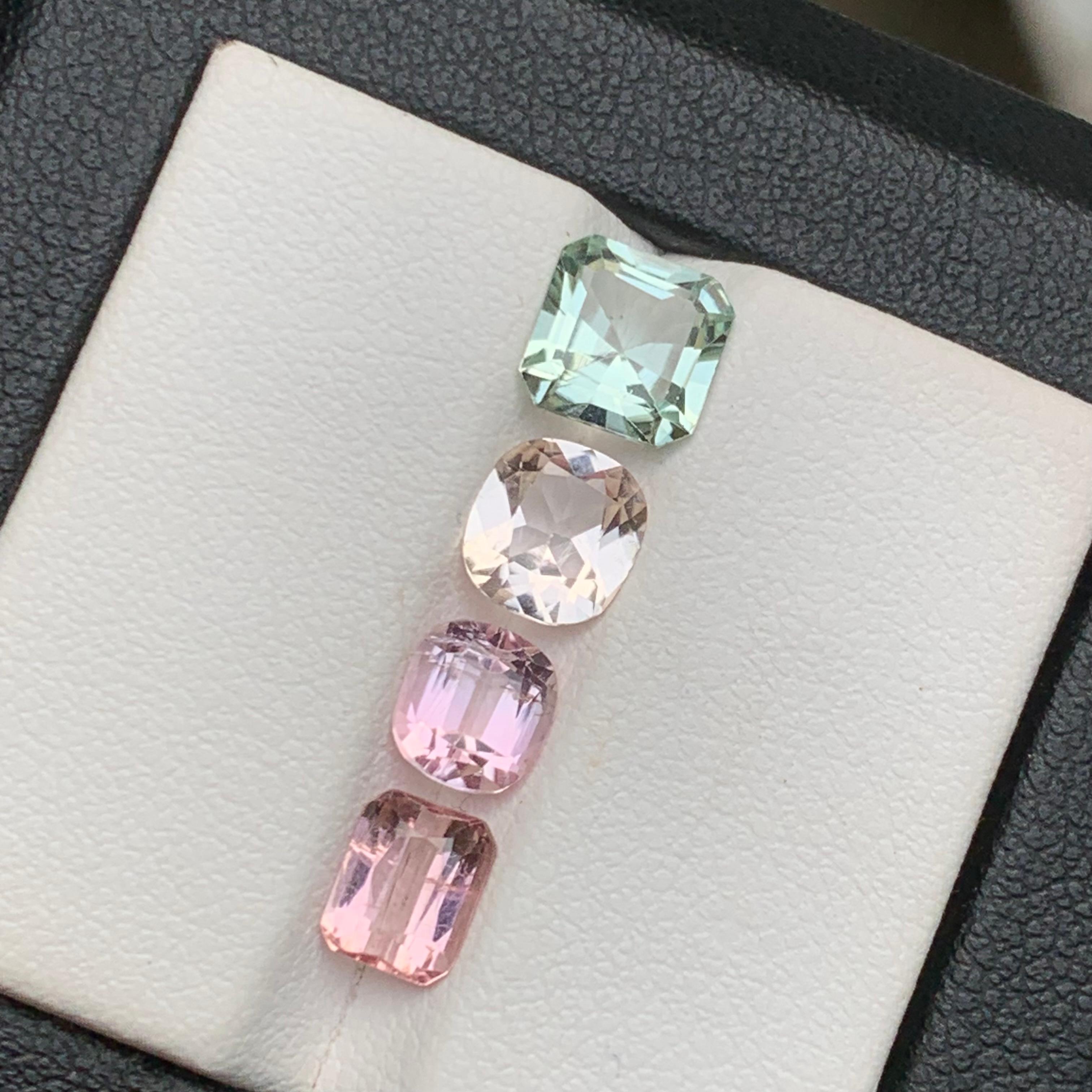 Jewelry taille libre tourmaline naturelle multicolore taille coussin taille 4 carats en vente 2