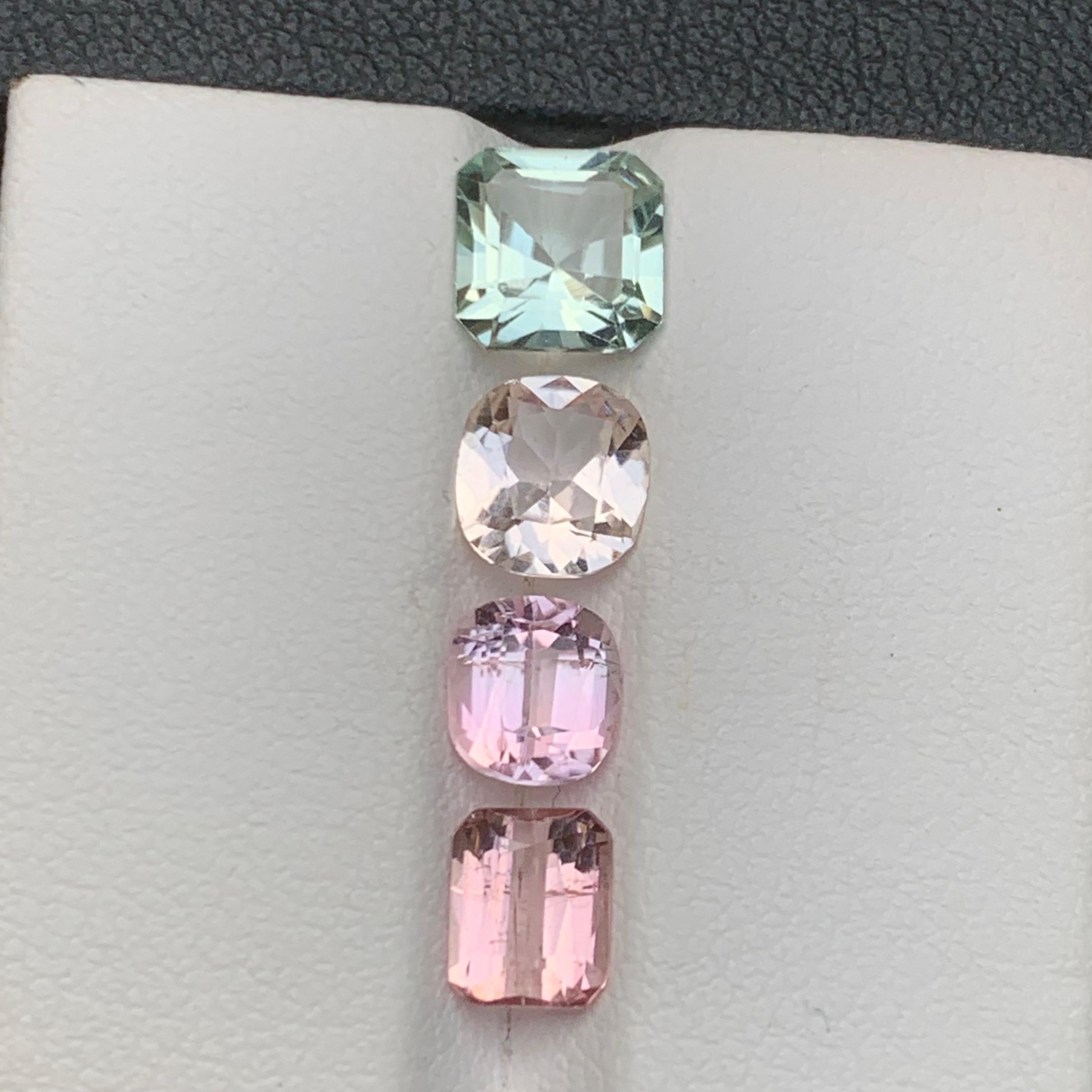 Jewelry taille libre tourmaline naturelle multicolore taille coussin taille 4 carats en vente 3