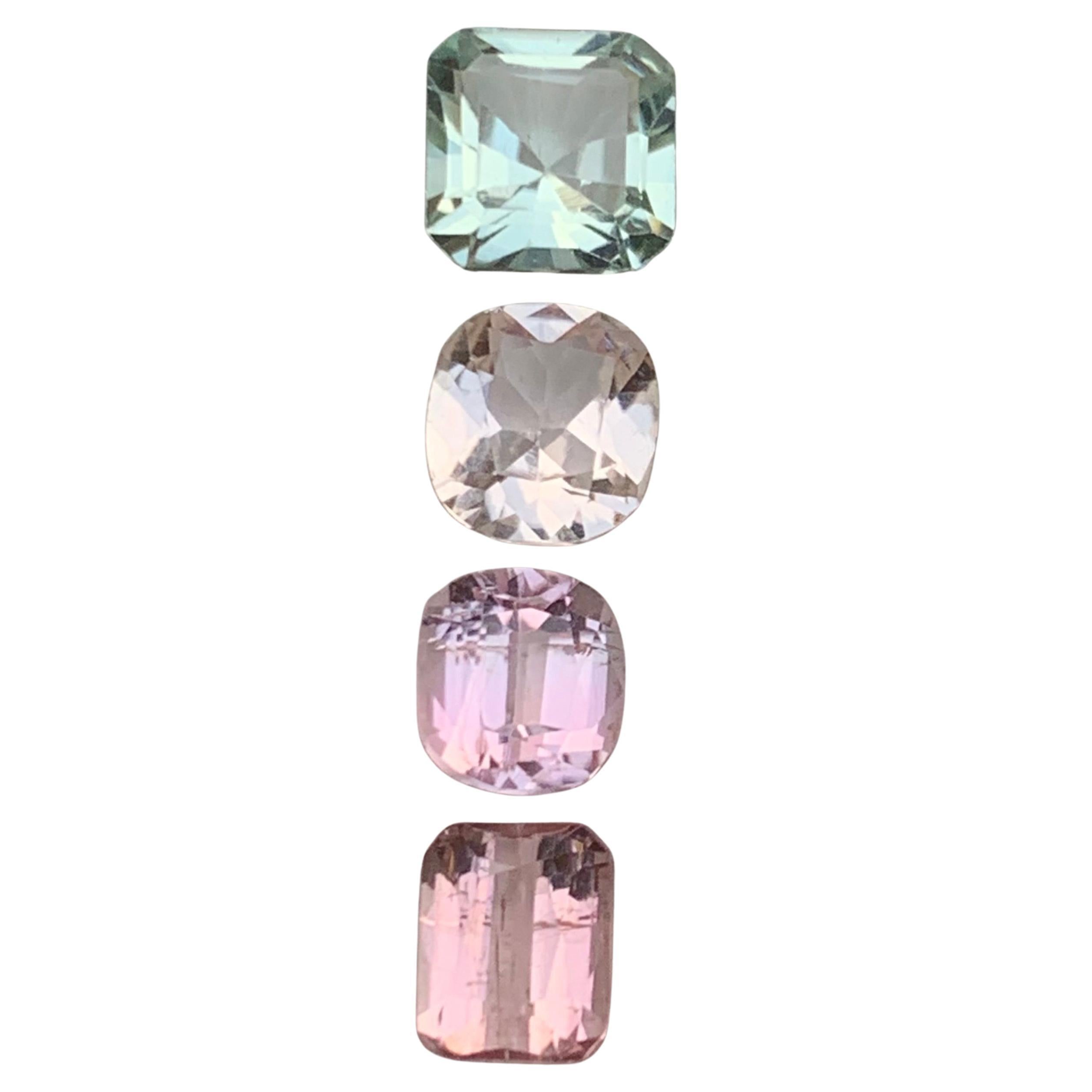 Multicolors Natural Tourmaline Jewelry Size Loose Gemstone Lot 4 Ct Cushion Cut