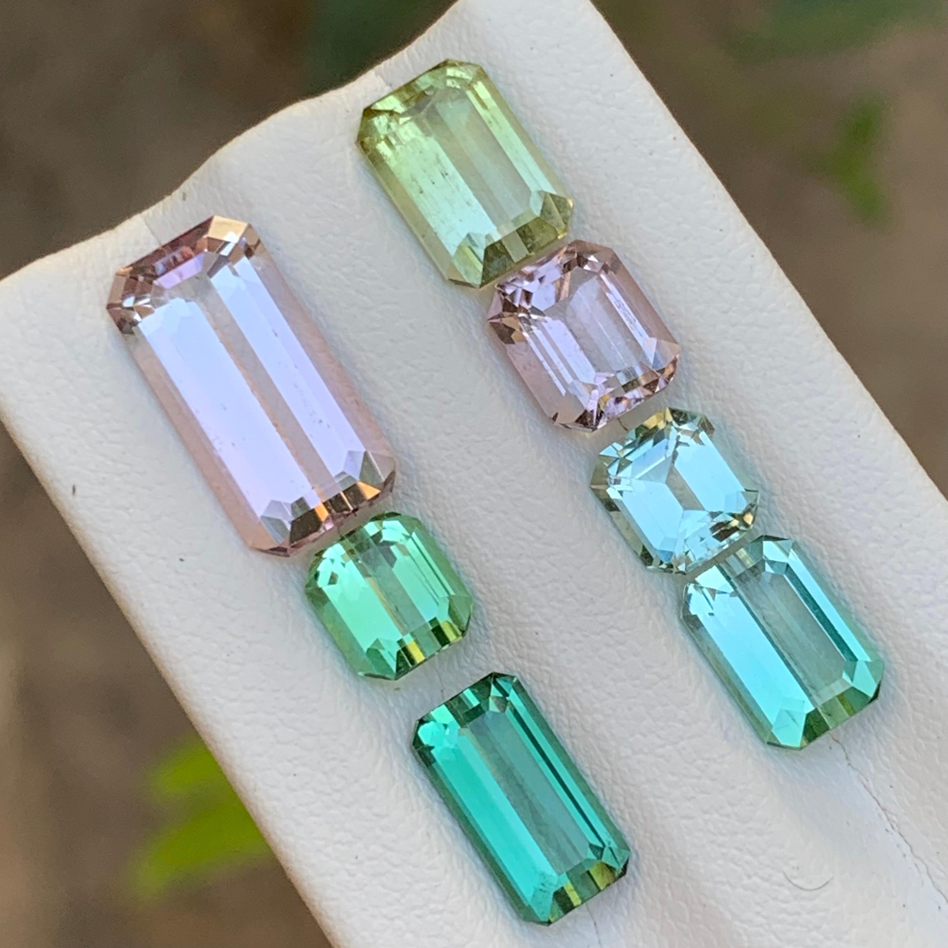Lote de piedras sueltas de turmalina natural multicolor 17,40 ct talla esmeralda-Joyería en venta 4