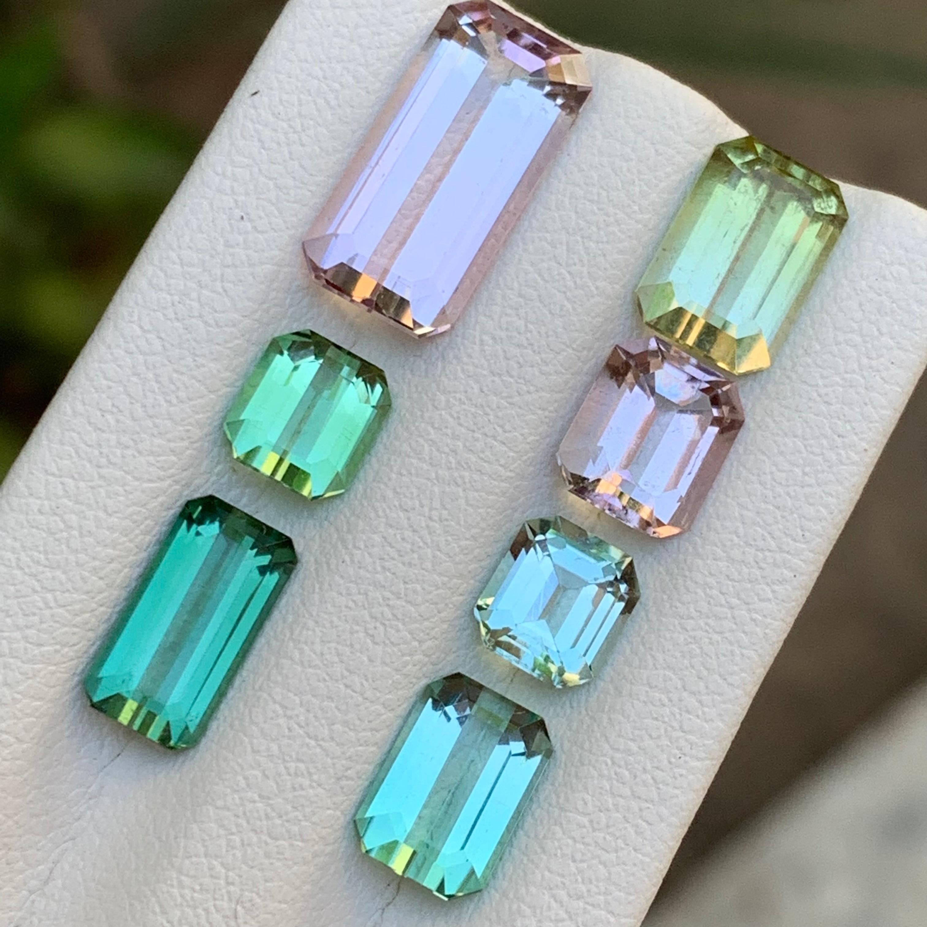 Lote de piedras sueltas de turmalina natural multicolor 17,40 ct talla esmeralda-Joyería en venta 5