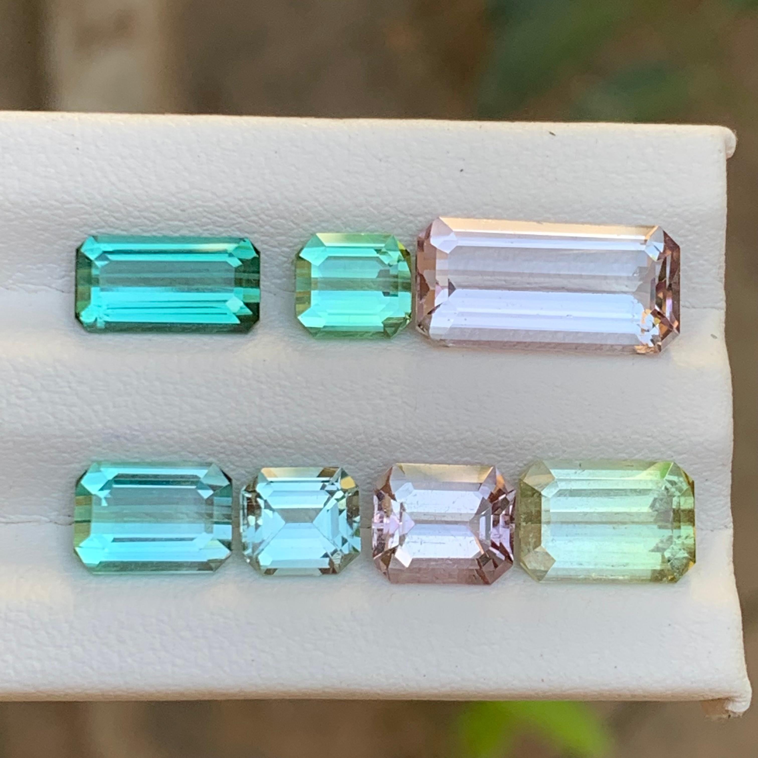 Lote de piedras sueltas de turmalina natural multicolor 17,40 ct talla esmeralda-Joyería Corte esmeralda en venta