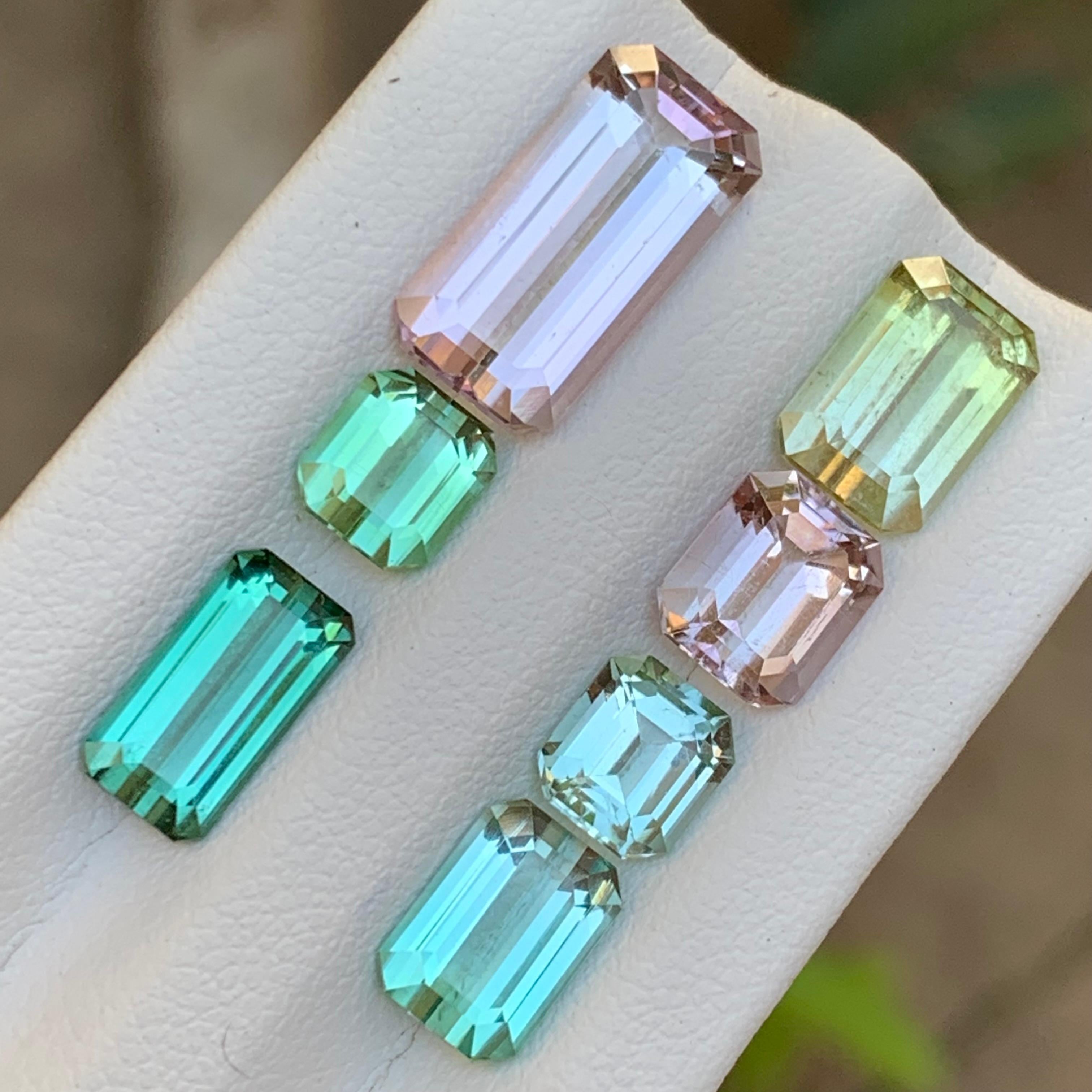 Lote de piedras sueltas de turmalina natural multicolor 17,40 ct talla esmeralda-Joyería en Nuevo estado para la venta en Peshawar, PK