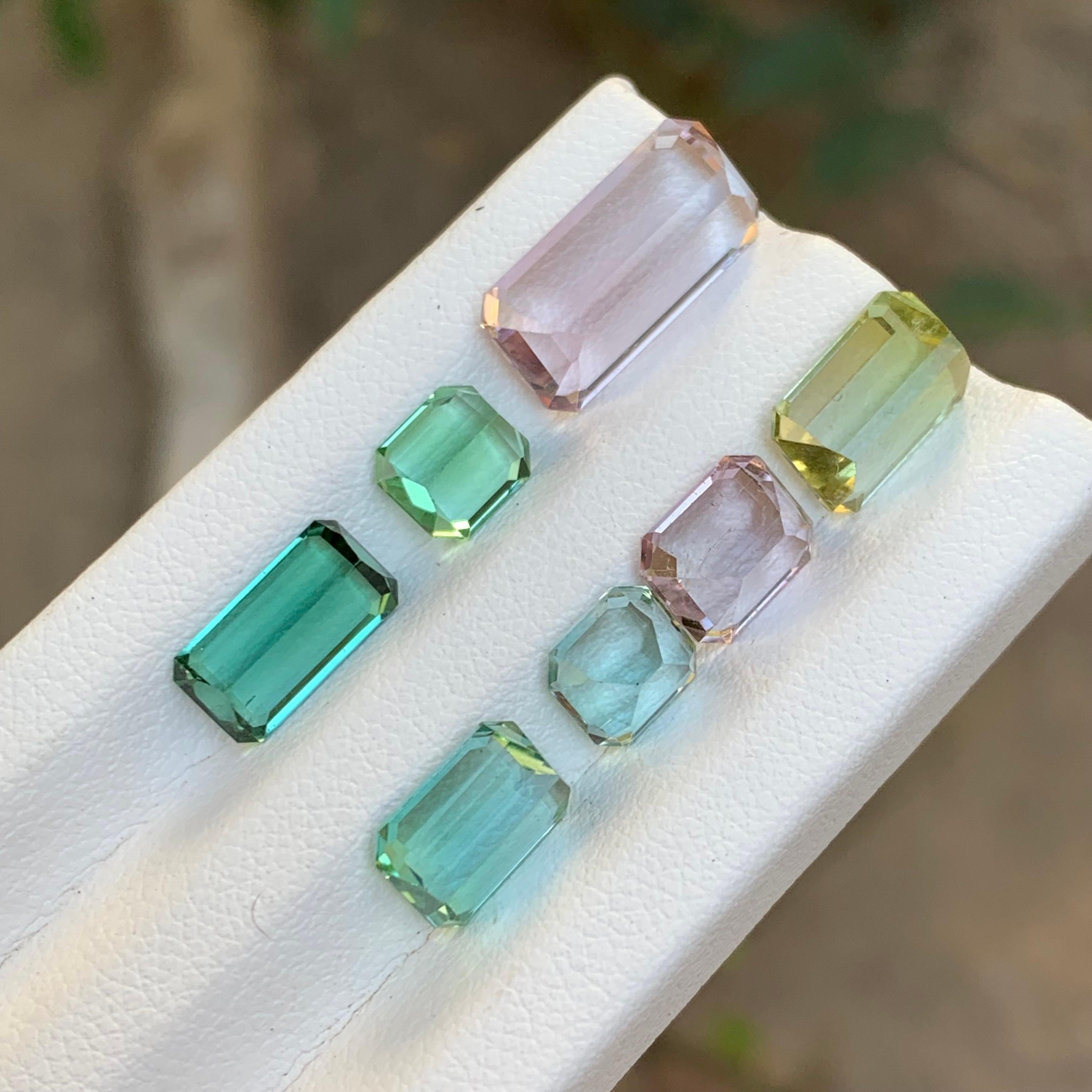 Femenino o masculino Lote de piedras sueltas de turmalina natural multicolor 17,40 ct talla esmeralda-Joyería en venta