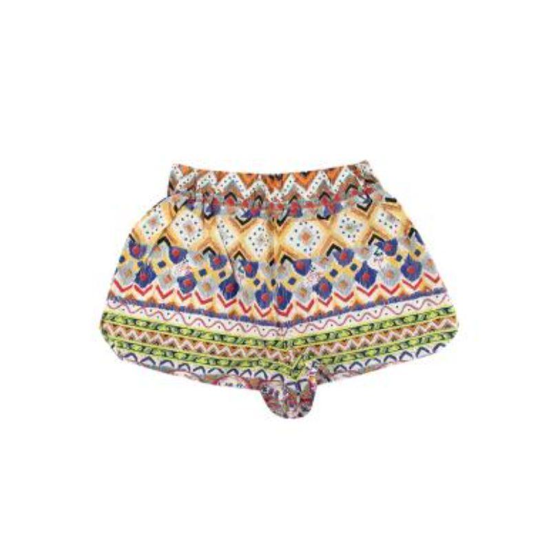 Etro Multicolour Aztec print cotton poplin shorts
 

 - Lightweight and crisp cotton poplin with allover Aztec-style print
 - Deep elasticated waistband with logo woven badge
 - Curved hem
 

 Materials:
 100% Cotton
 

 Made in Italy 
 

 Machine