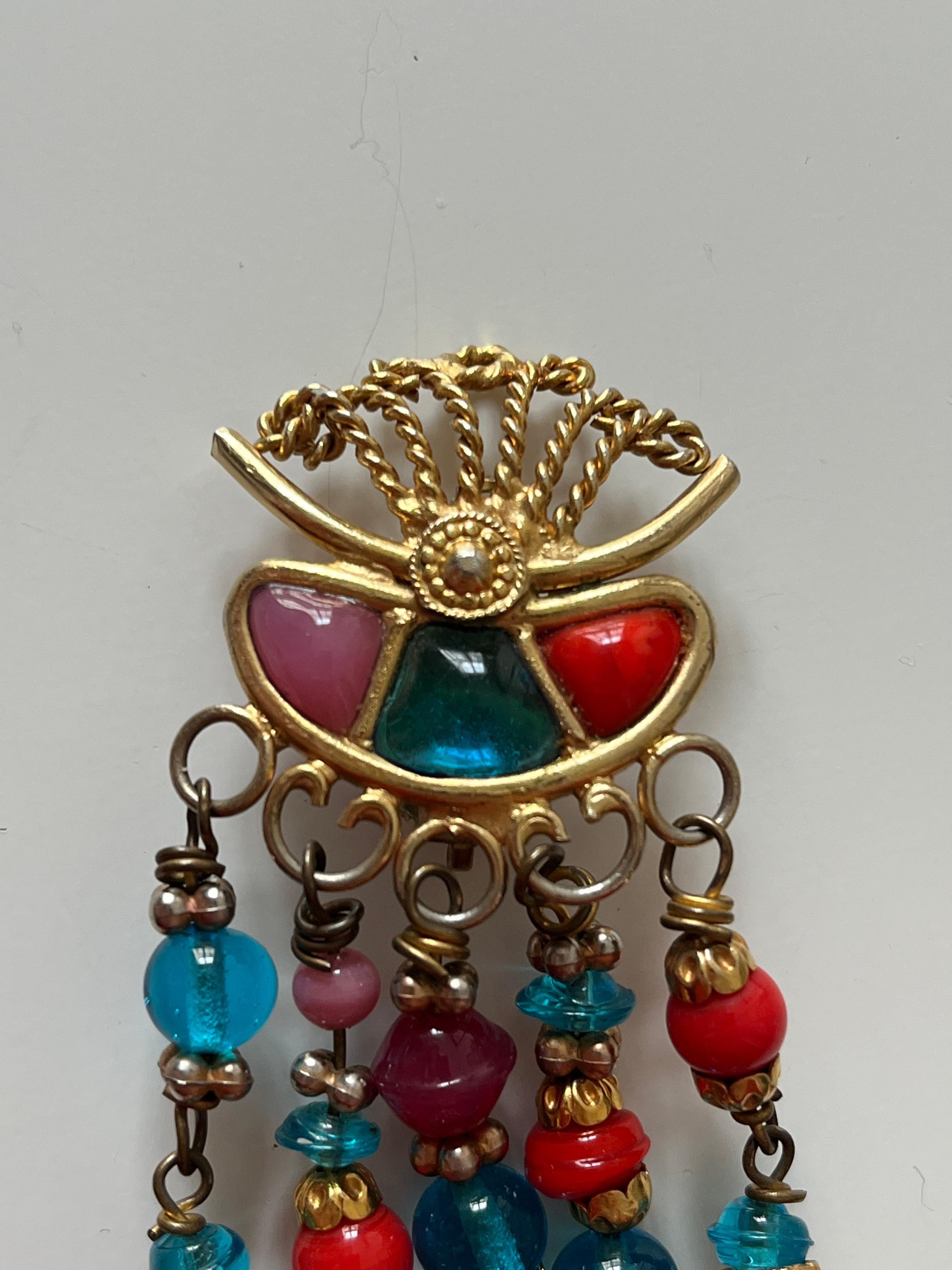 Women's Multicolour Beaded Clip-on Earings YSL For Sale