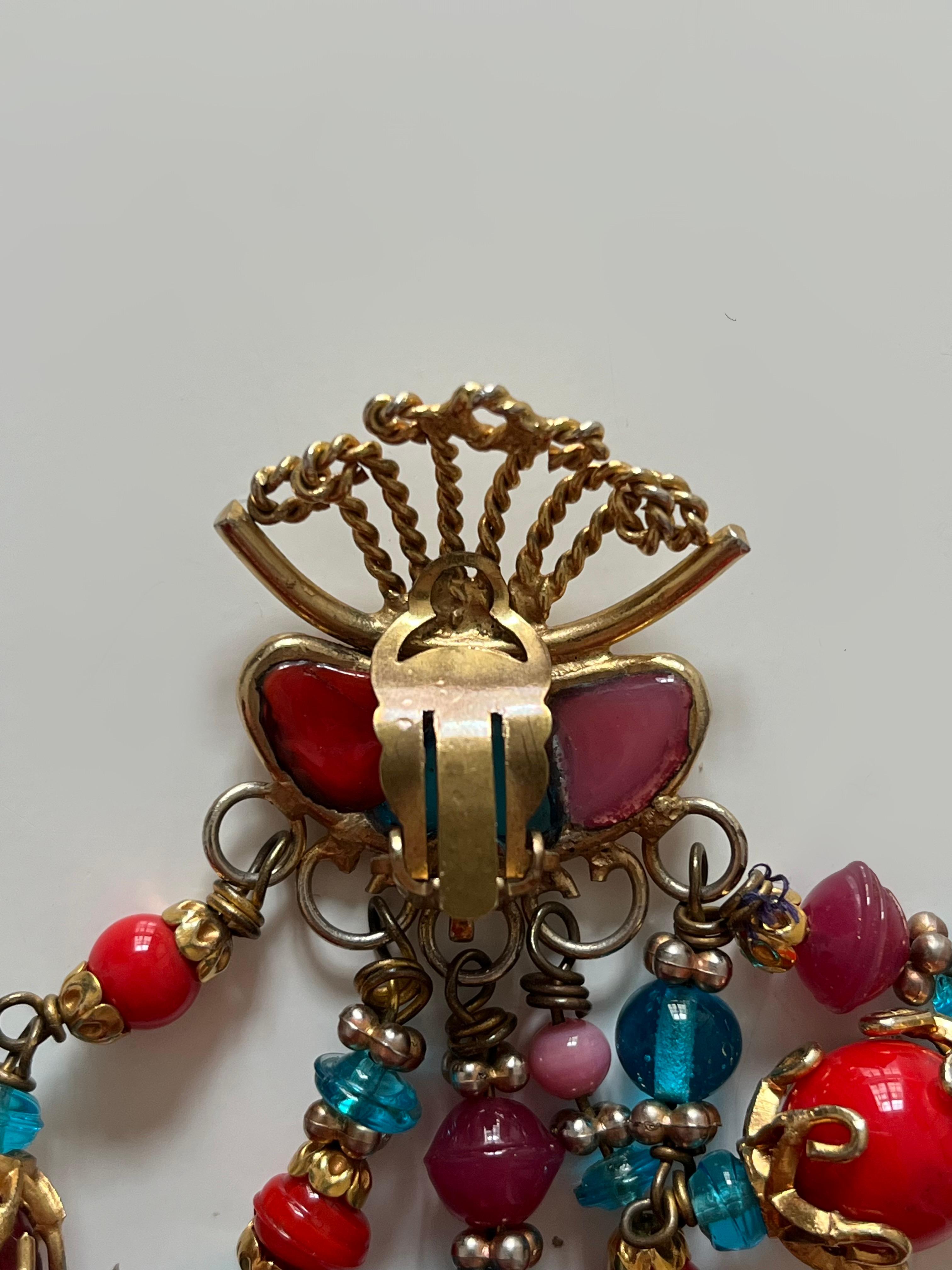 Multicolour Beaded Clip-on Earings YSL For Sale 1