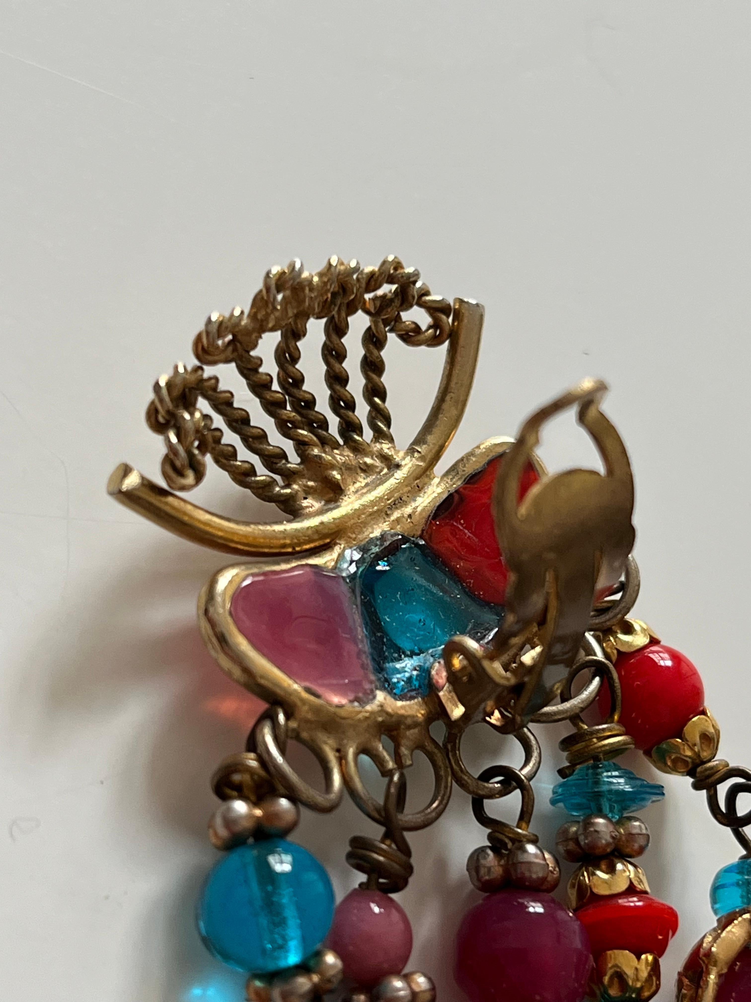 Multicolour Beaded Clip-on Earings YSL For Sale 2