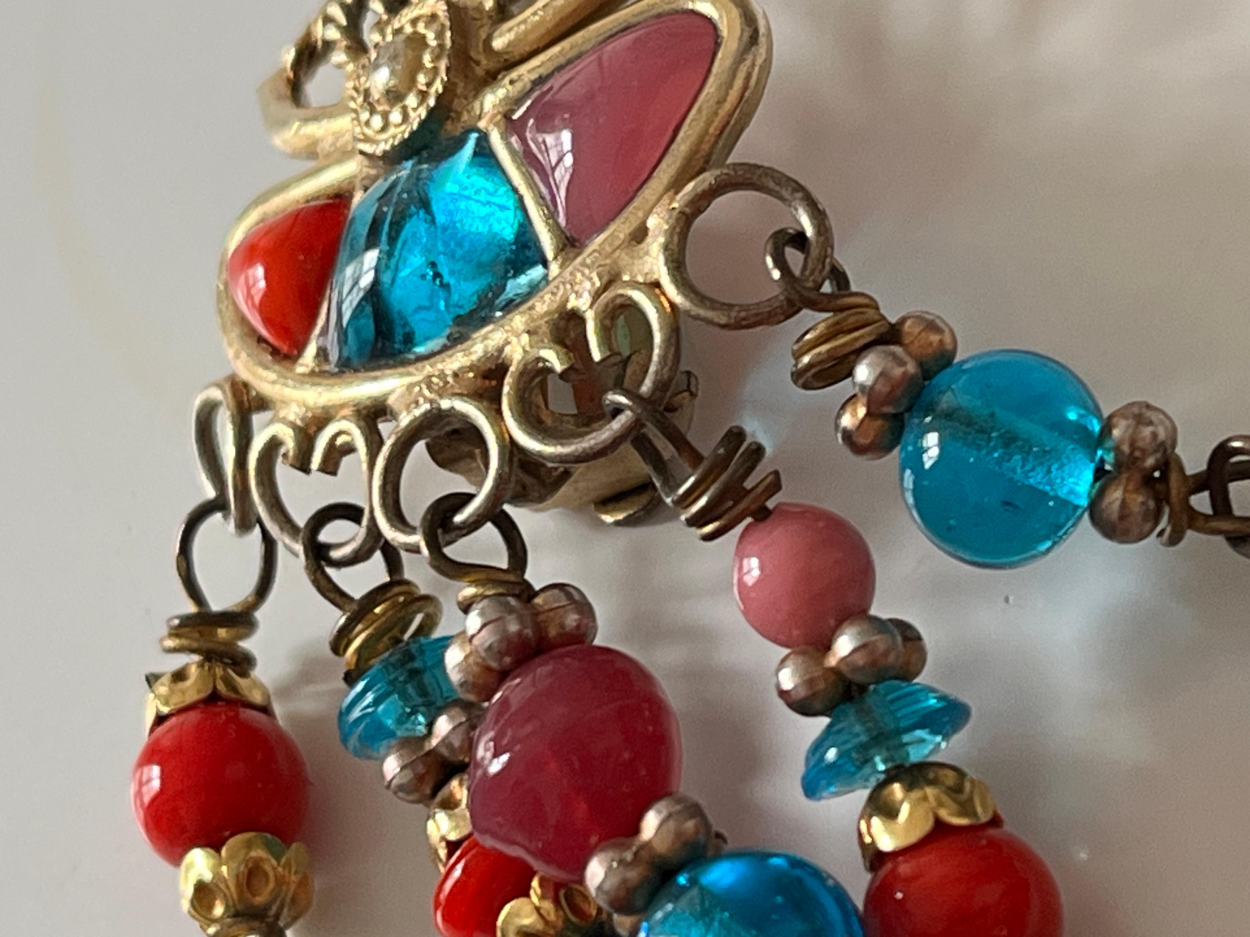 Multicolour Beaded Clip-on Earings YSL For Sale 3