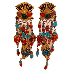 Multicolour Beaded Clip-on Earings YSL