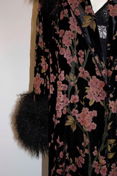 Multicolour Cut velvet Evening Coat with Fur collar and cuffs