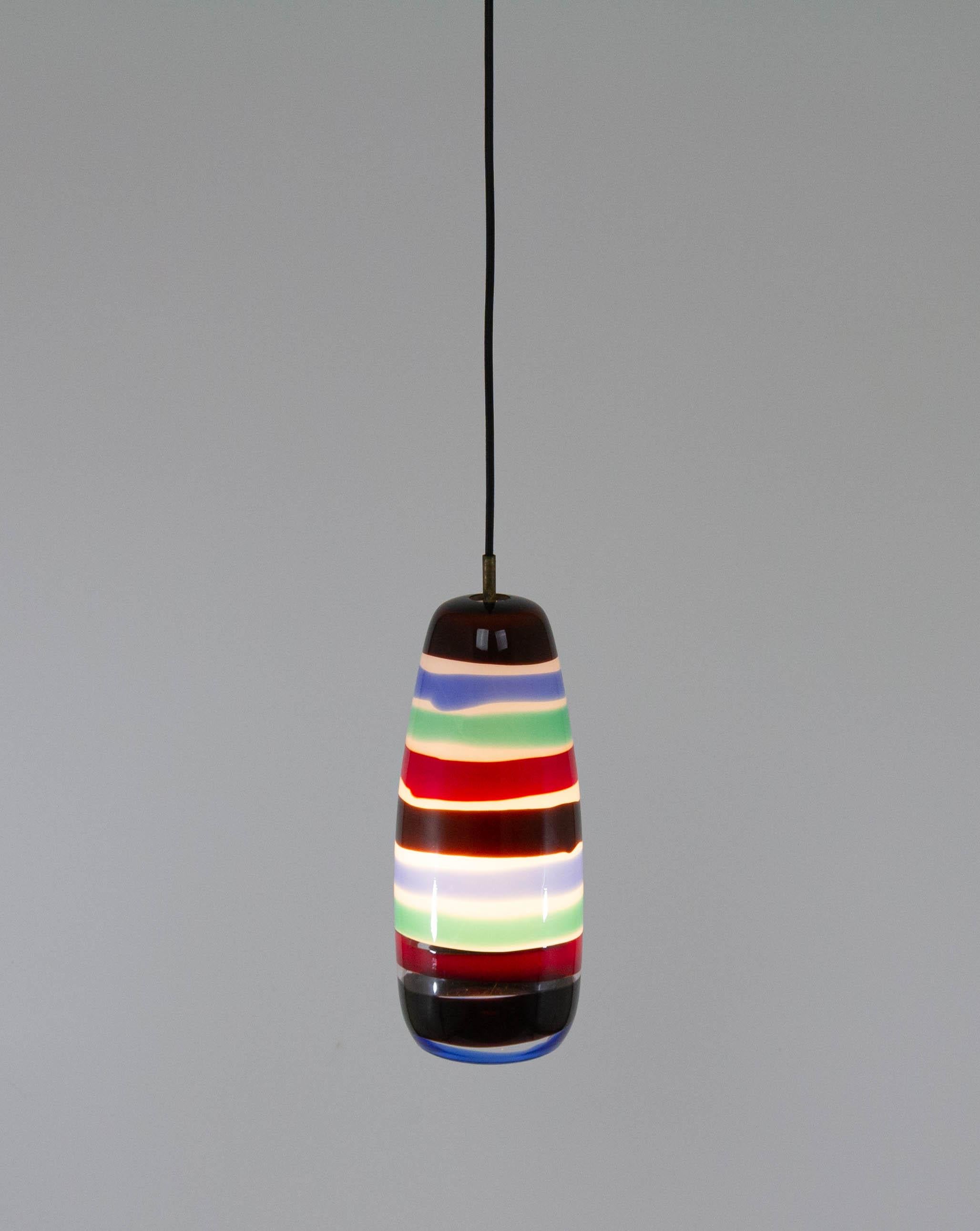 Mid-Century moderno Pendente in vetro multicolore di Massimo Vignelli per Venini, anni '50 in vendita