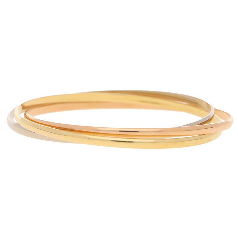 Russian Bangle in Three-Colour 18ct Gold For Sale at 1stDibs | russian  bangles 3 gold, 18ct gold bangle, russian three gold bracelet