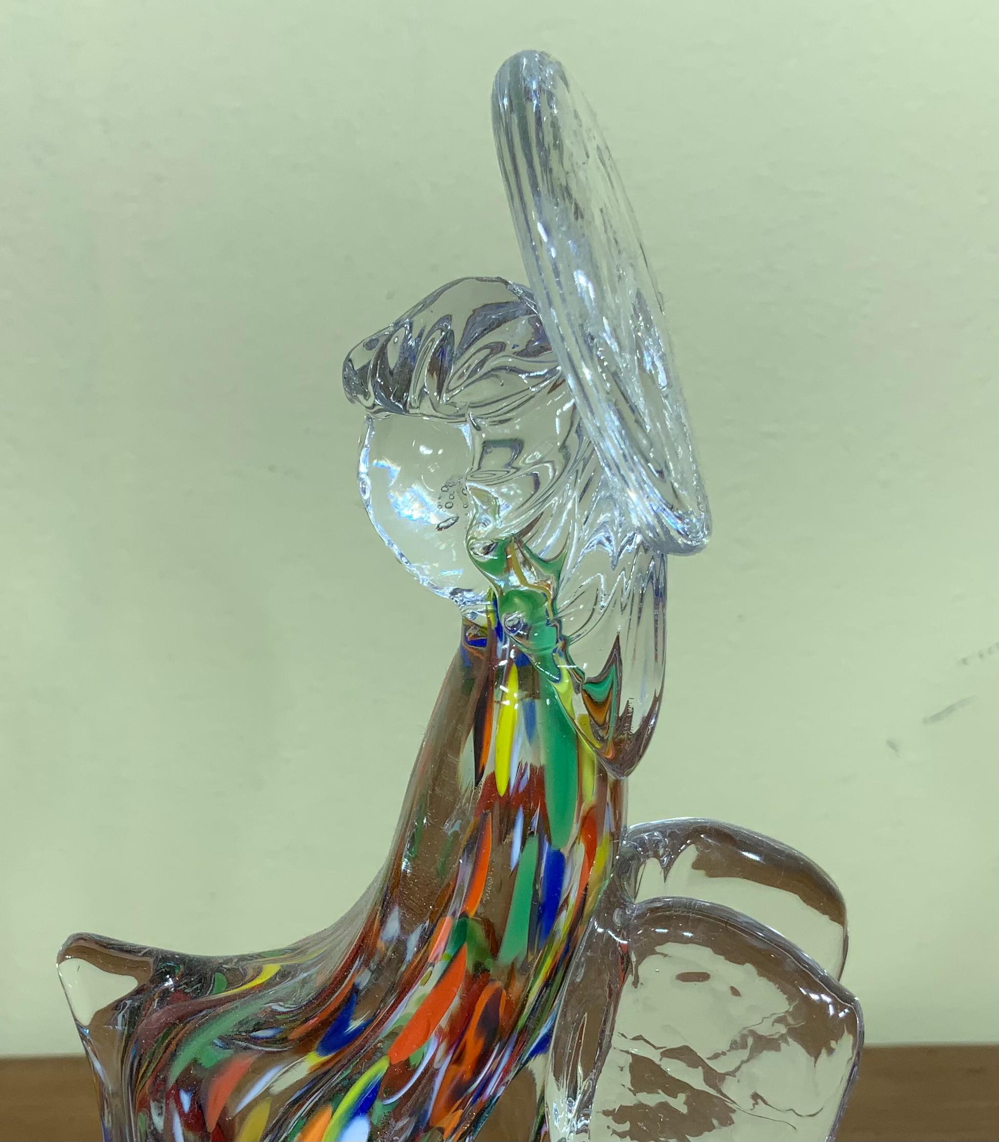 Multicolour Murano Angel Figurine Italian Art Glass Sculpture 2