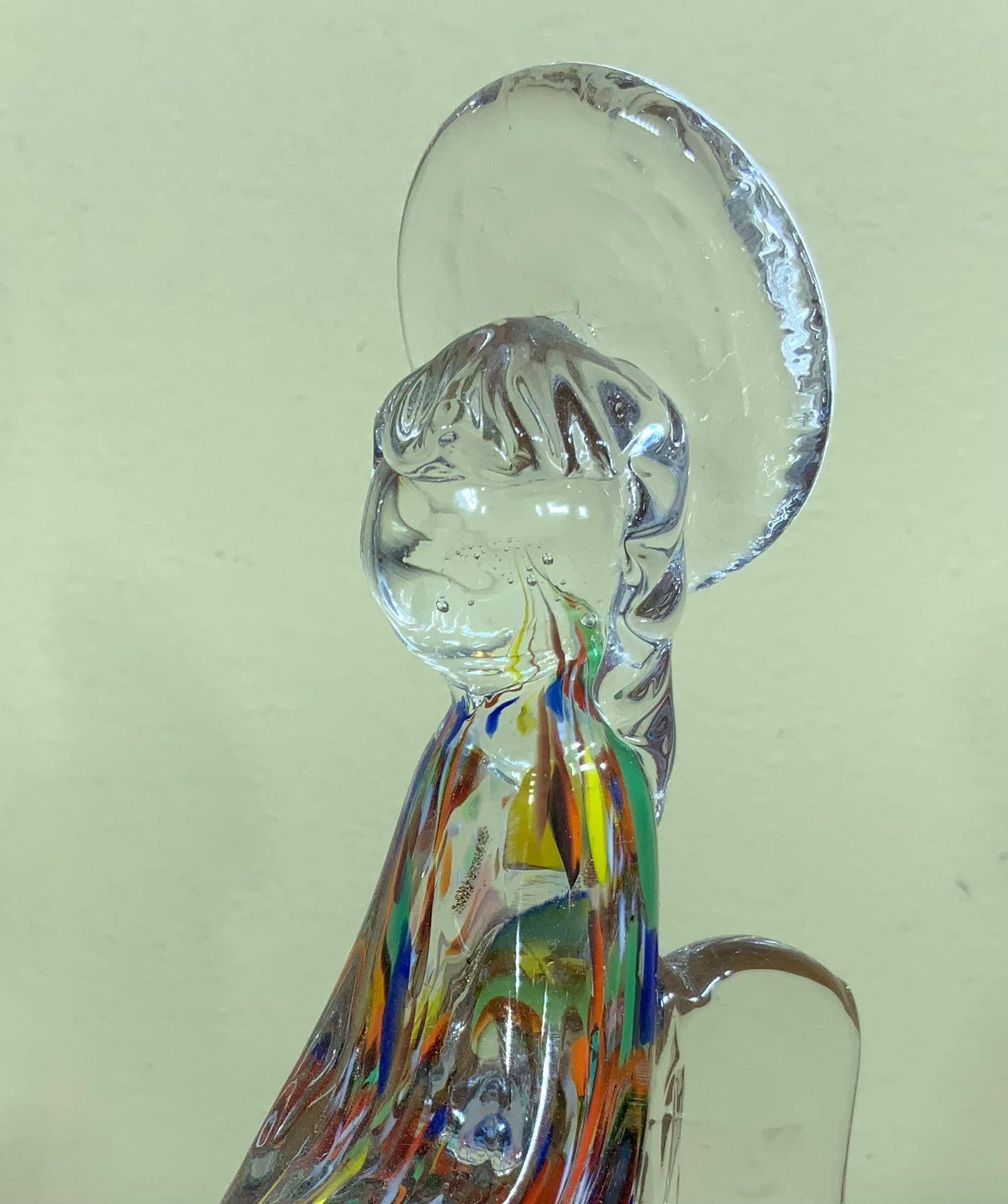 Multicolour Murano Angel Figurine Italian Art Glass Sculpture 3