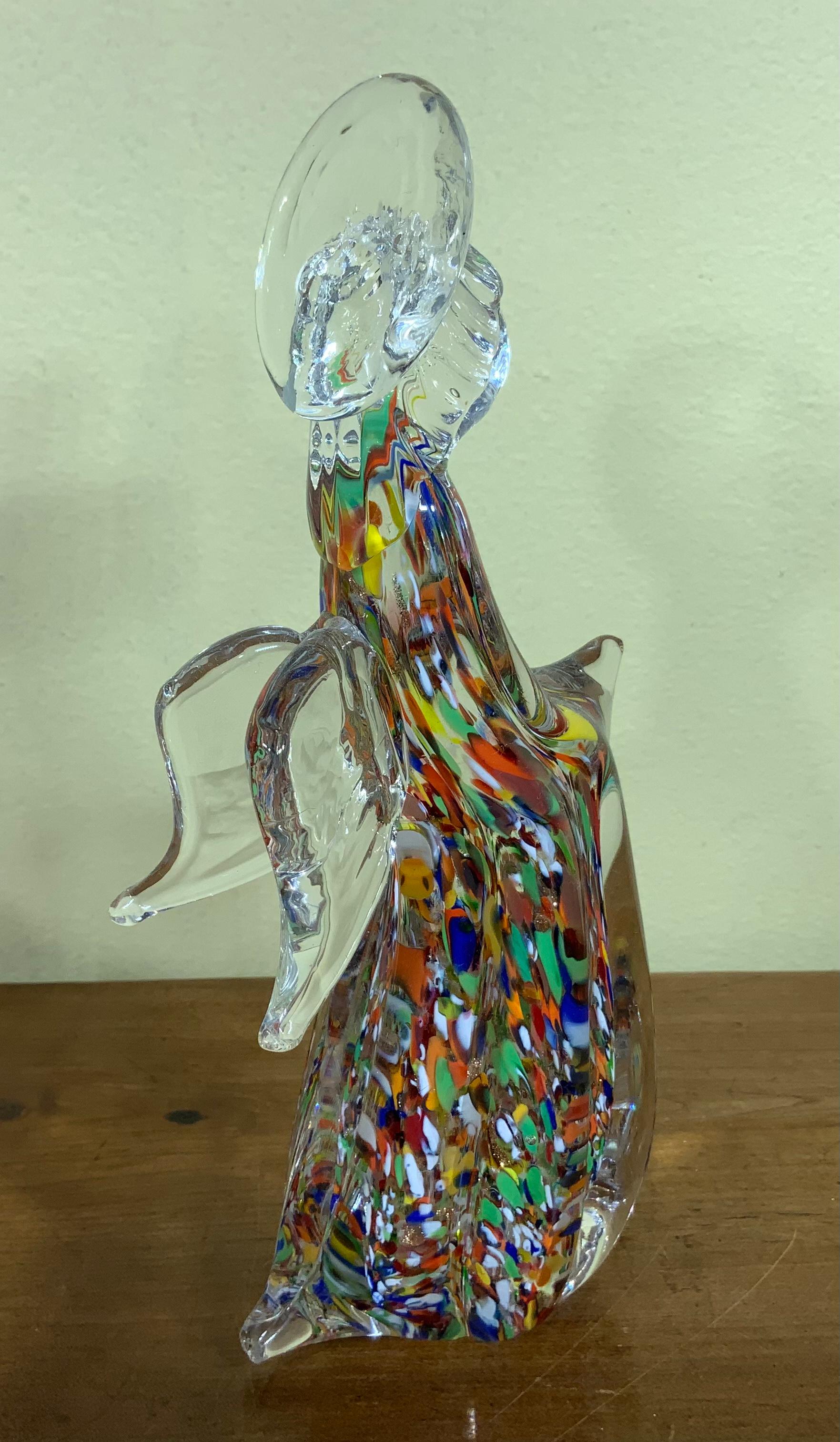 Hand-Crafted Multicolour Murano Angel Figurine Italian Art Glass Sculpture