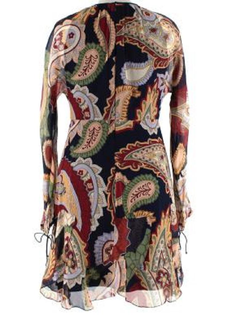 Brown Multicolour Paisley Print Silk Georgette Dress For Sale