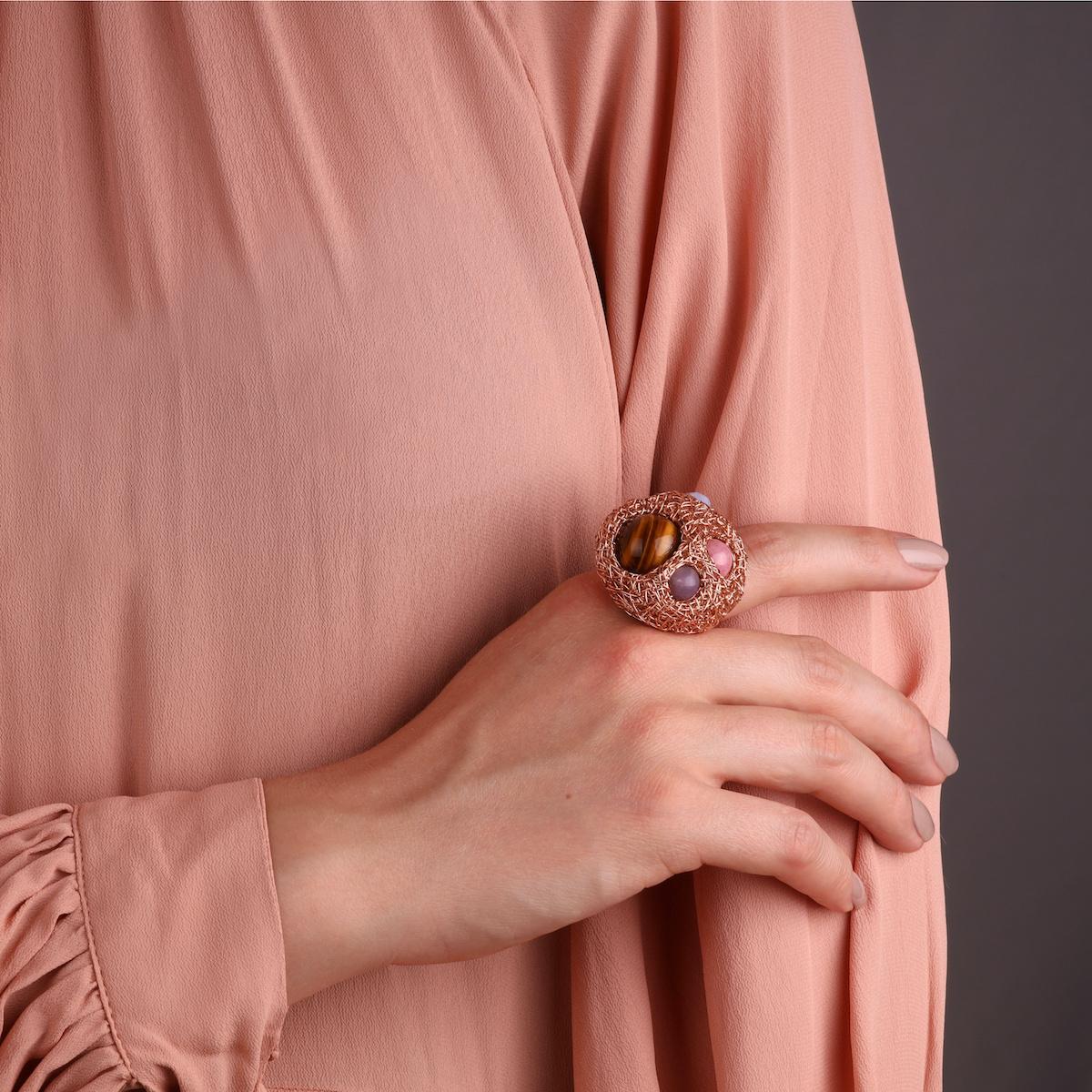 ‘Birdi’... This extraordinary one-of-a-kind cocktail ring is from Sheila Westera London Conversation Pieces Collection. A truly interesting, sweet domed ring, with round shaped stones, that are intricately woven into a cluster. The beautiful soft