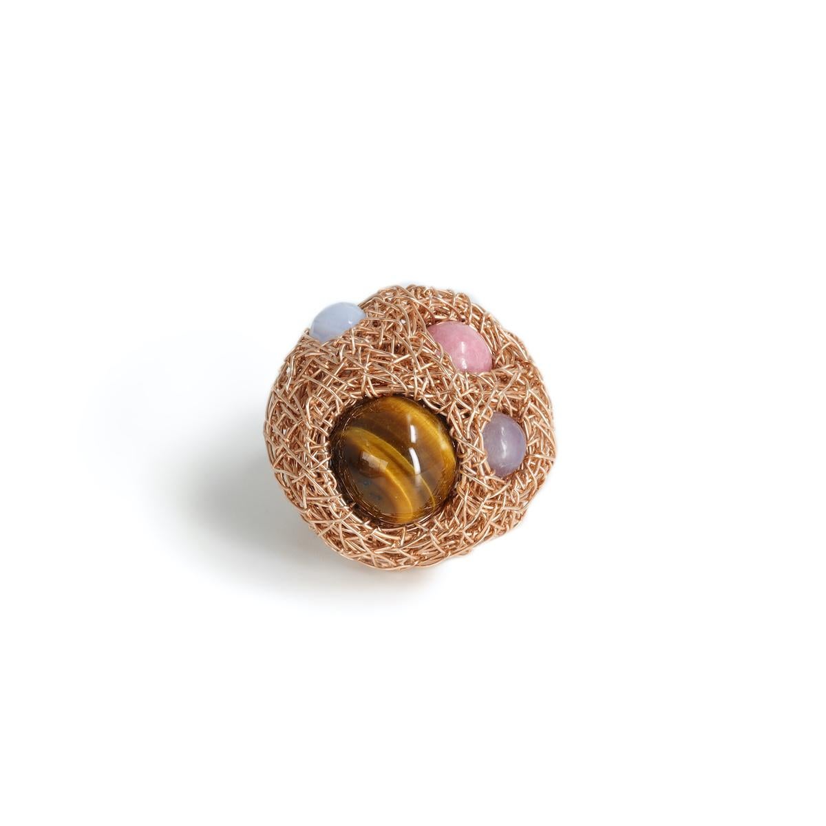 Women's or Men's Multicolour Round Stone Woven Statement Cocktail Ring by Sheila Westera in Stock
