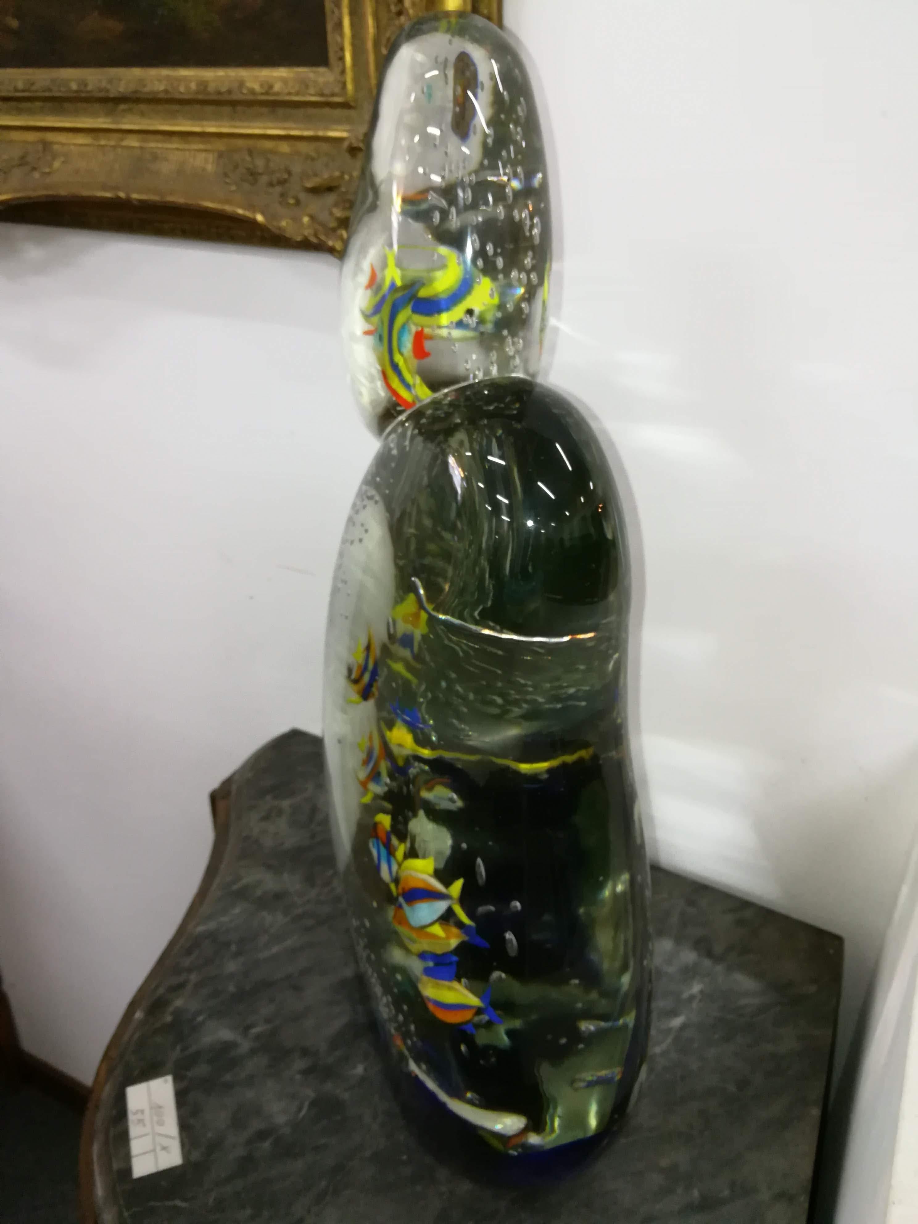 Italian Multicoloured Blown Glass Acquarium For Sale