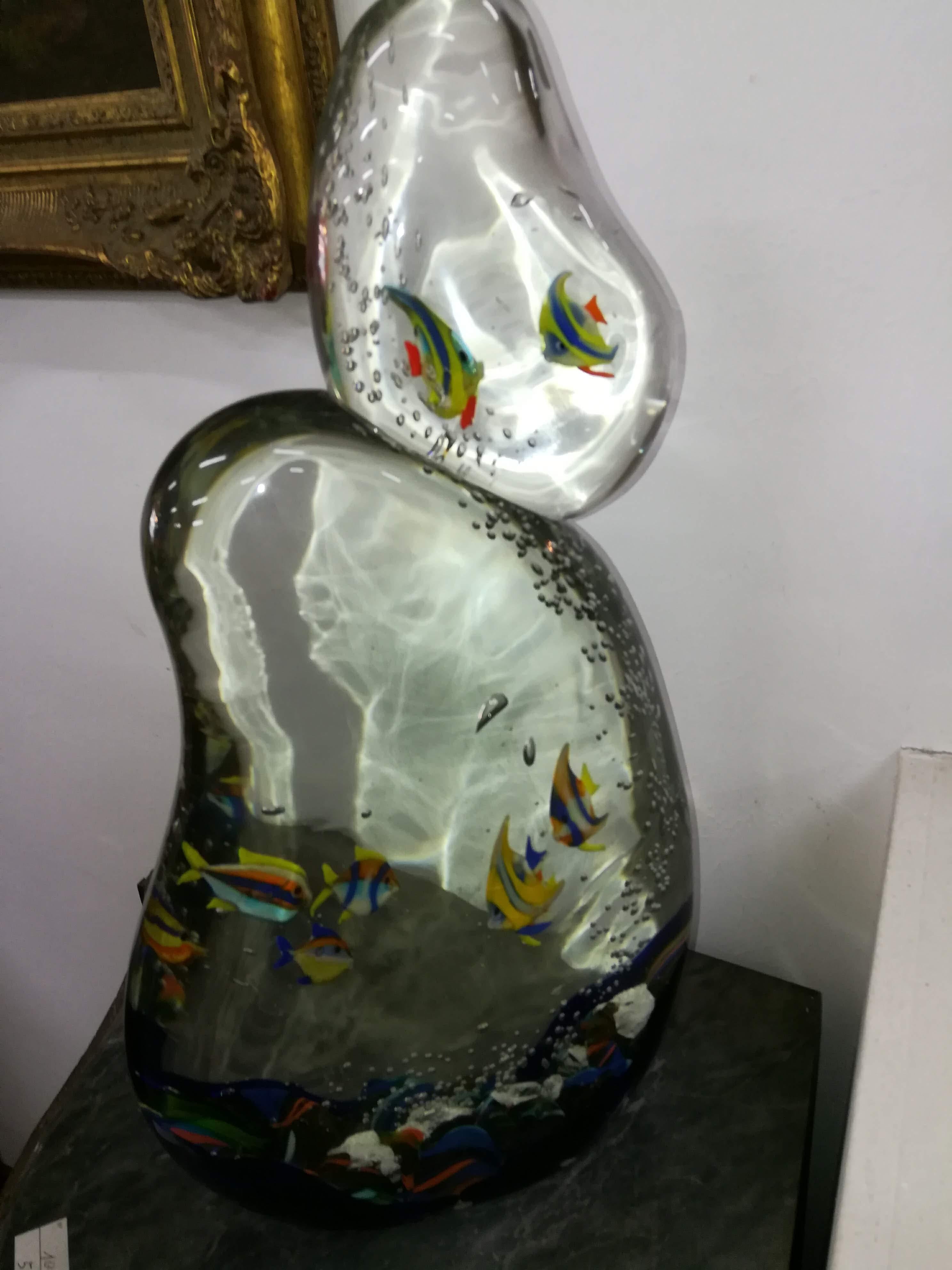 Contemporary Multicoloured Blown Glass Acquarium For Sale