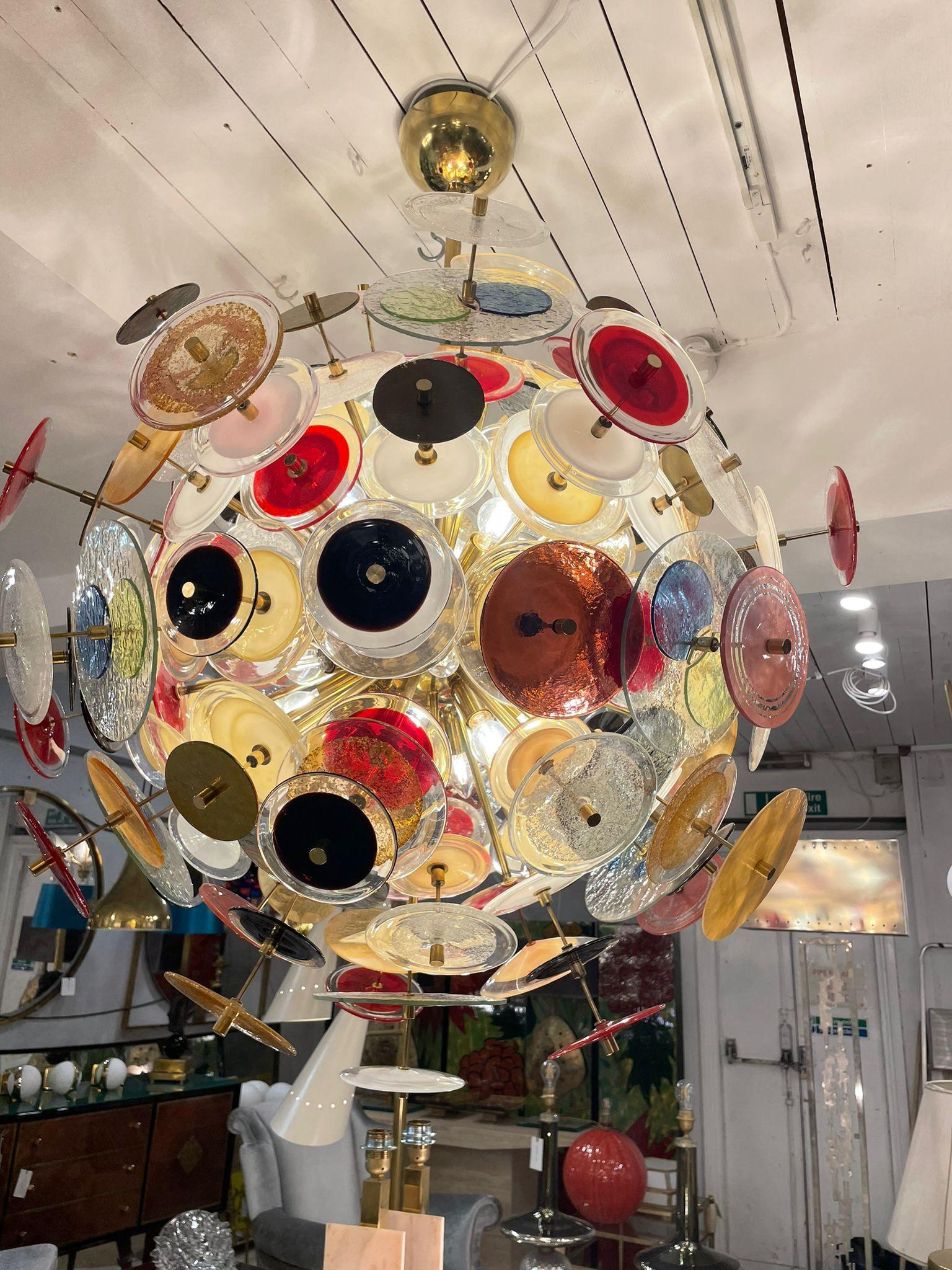 Multicoloured Chandelier in Murano Glass, Italy 1980s In Good Condition For Sale In London, GB