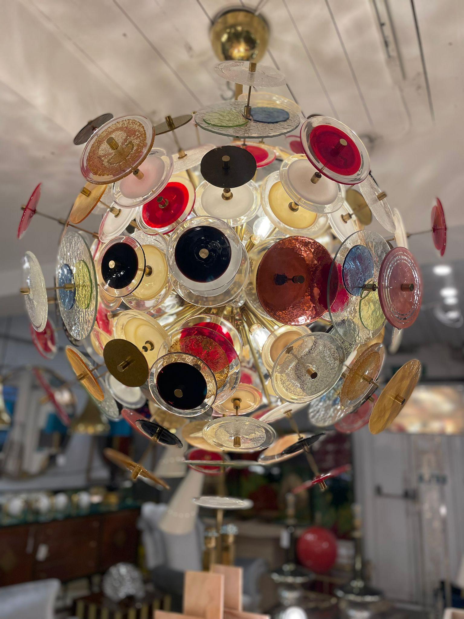 Late 20th Century Multicoloured Chandelier in Murano Glass, Italy 1980s For Sale