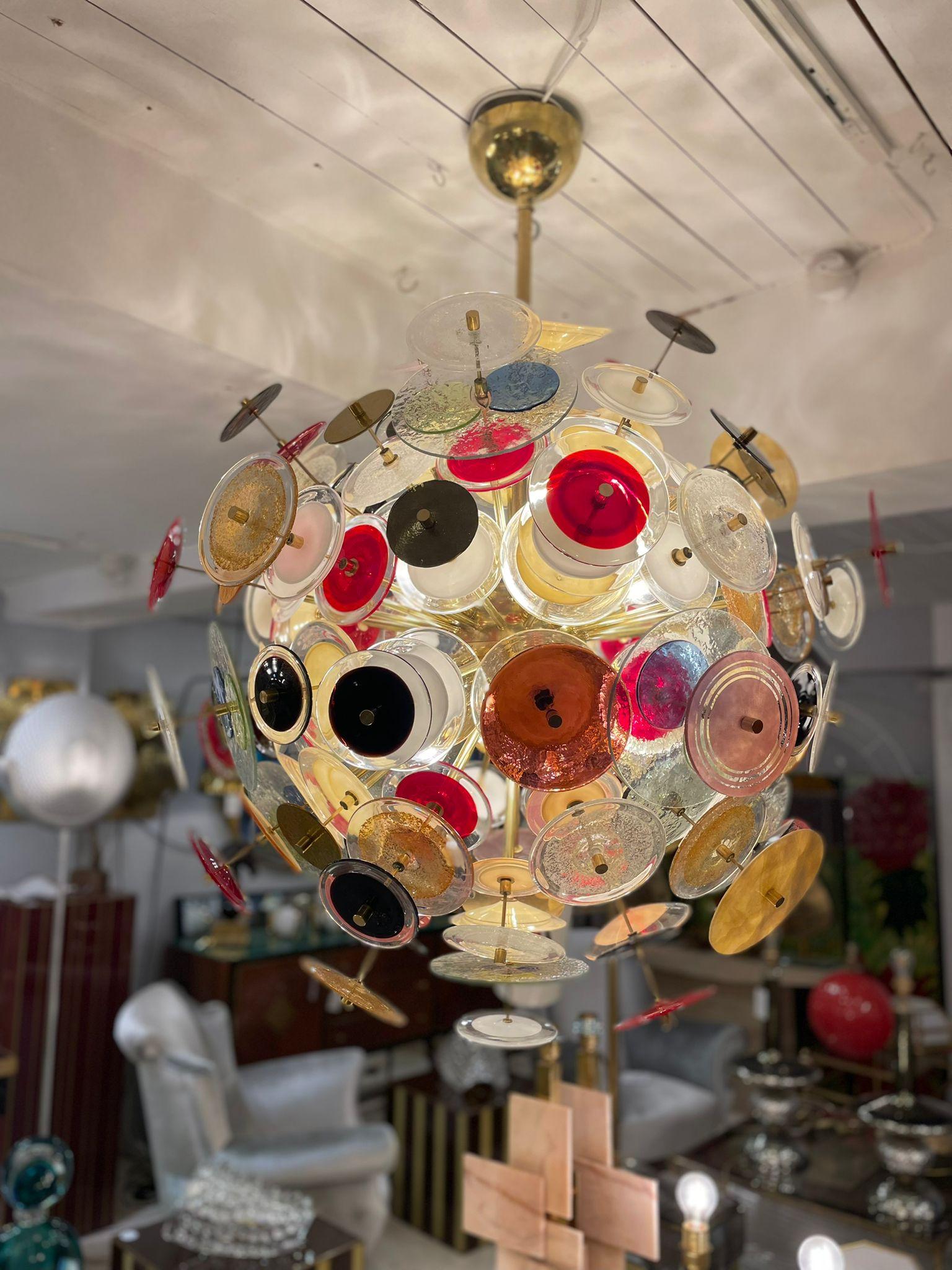 Multicoloured Chandelier in Murano Glass, Italy 1980s For Sale 1