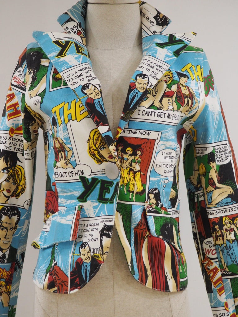 Multicoloured comics vintage jacket at 1stDibs
