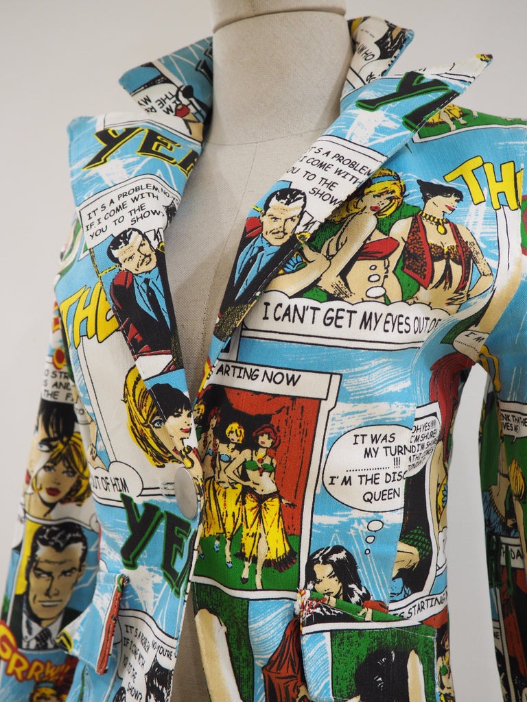 Multicoloured comics vintage jacket at 1stDibs