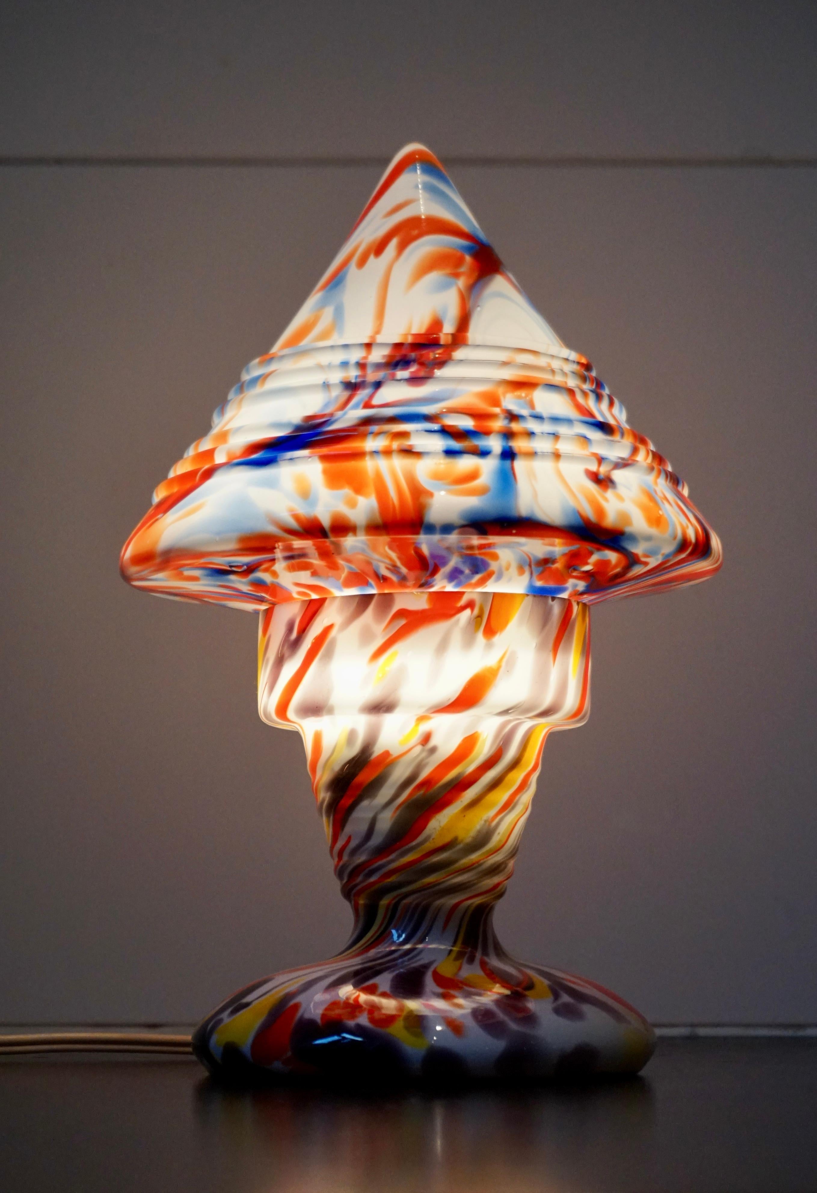 Glass Multicoloured Fratelli Toso Millefiori Lamp, Murano, circa 1910 For Sale