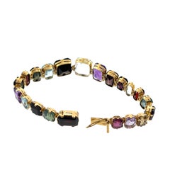 Buntes Edelsteinarmband aus vergoldetem Sterlingsilber – insgesamt 75 Karat