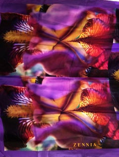 Multicolored Iris 'Bearded Iris' Silk Scarf or Wall Hanging, Art on a scarf