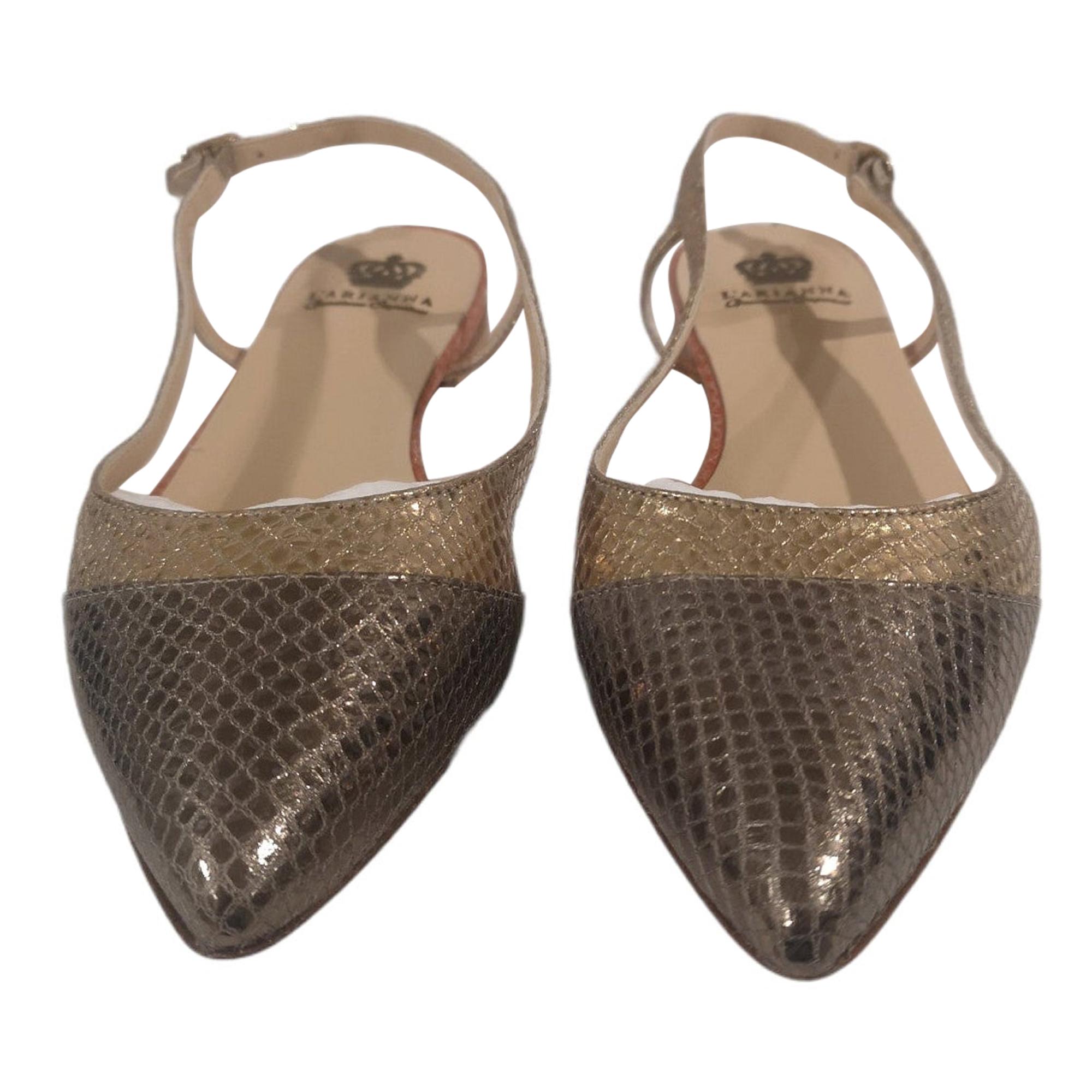 50s Gold Strap Heel For Sale at 1stDibs