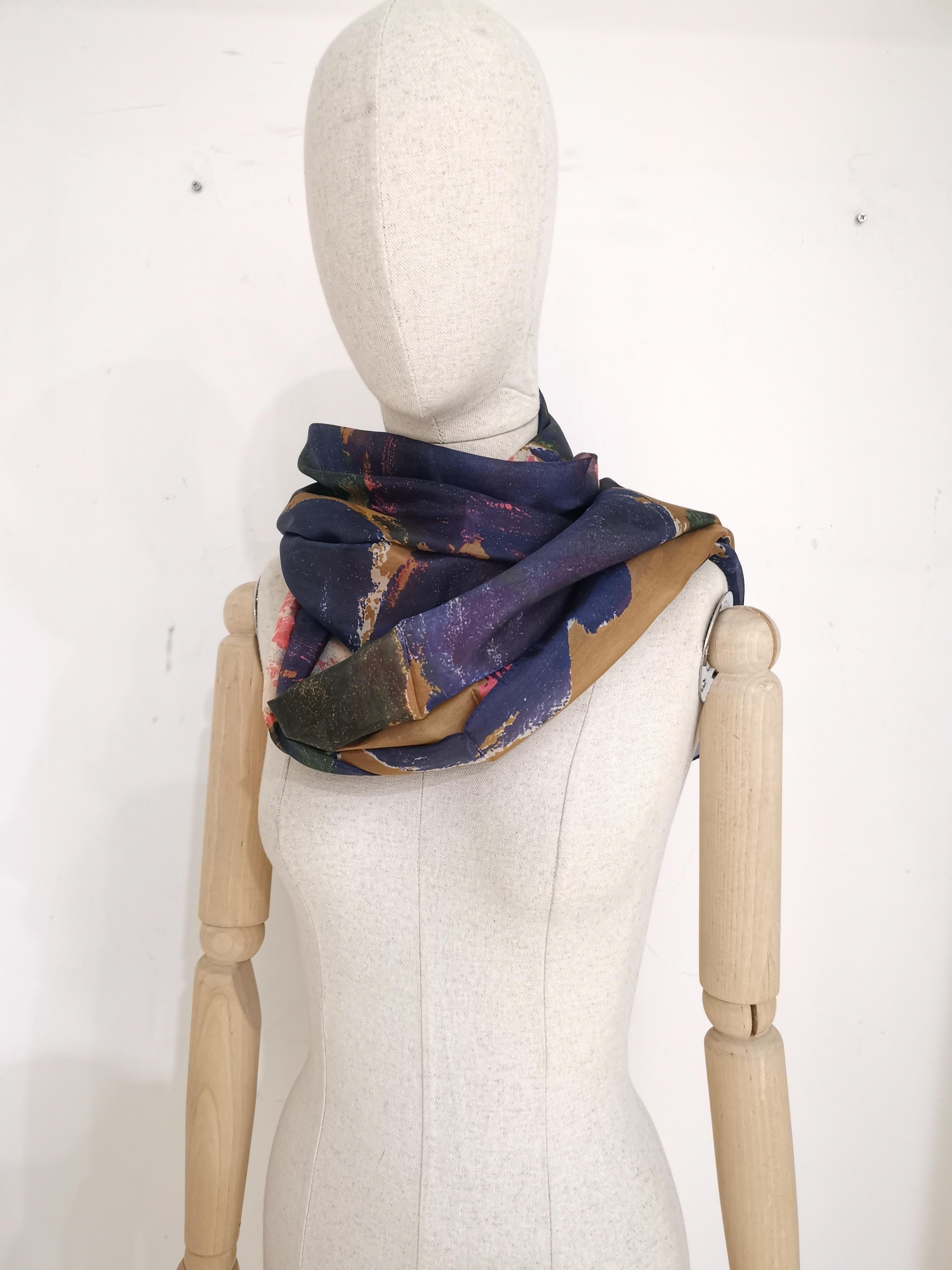Multicoloured silk scarf foulard 1