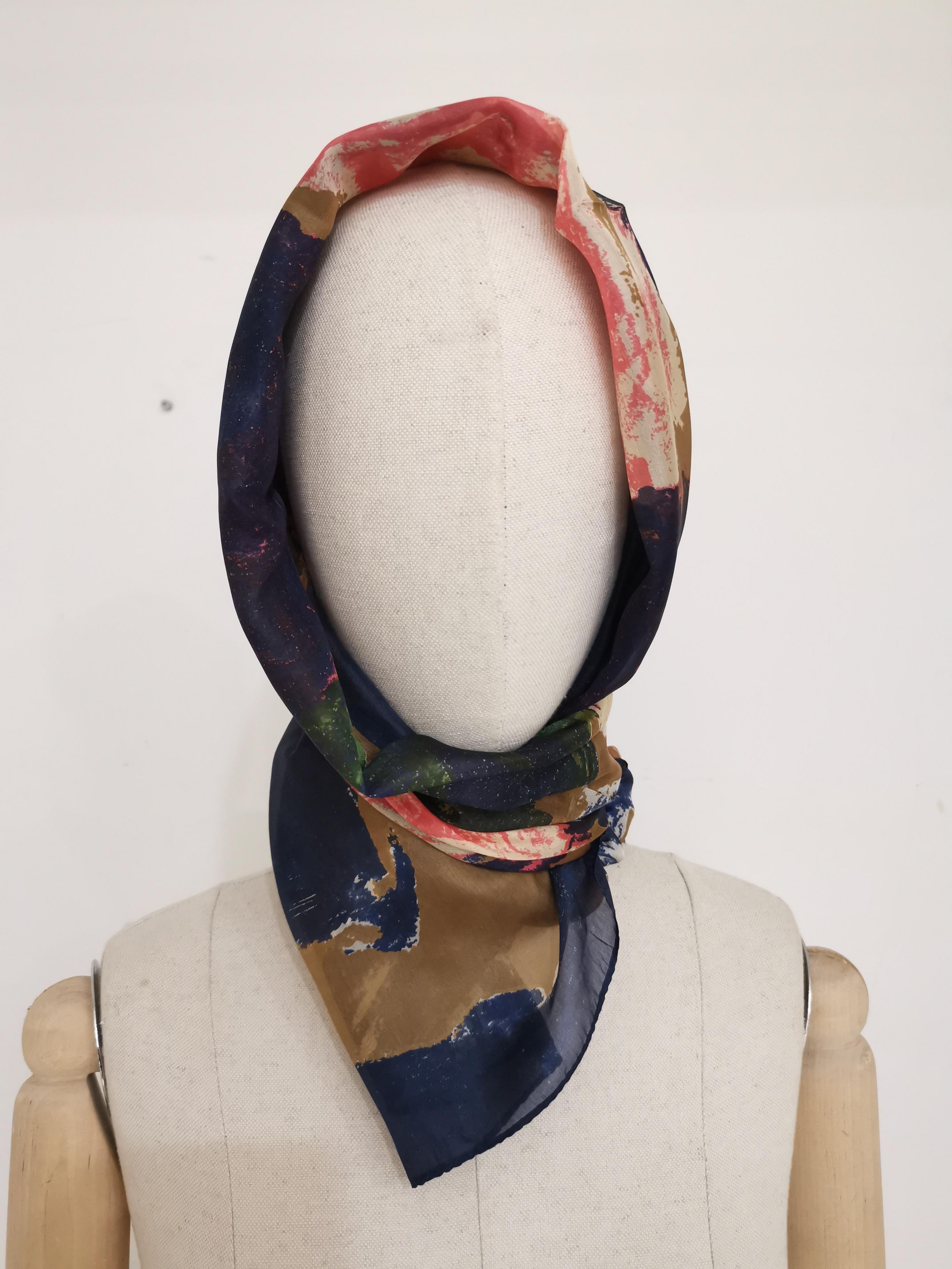 Multicoloured silk scarf foulard 3