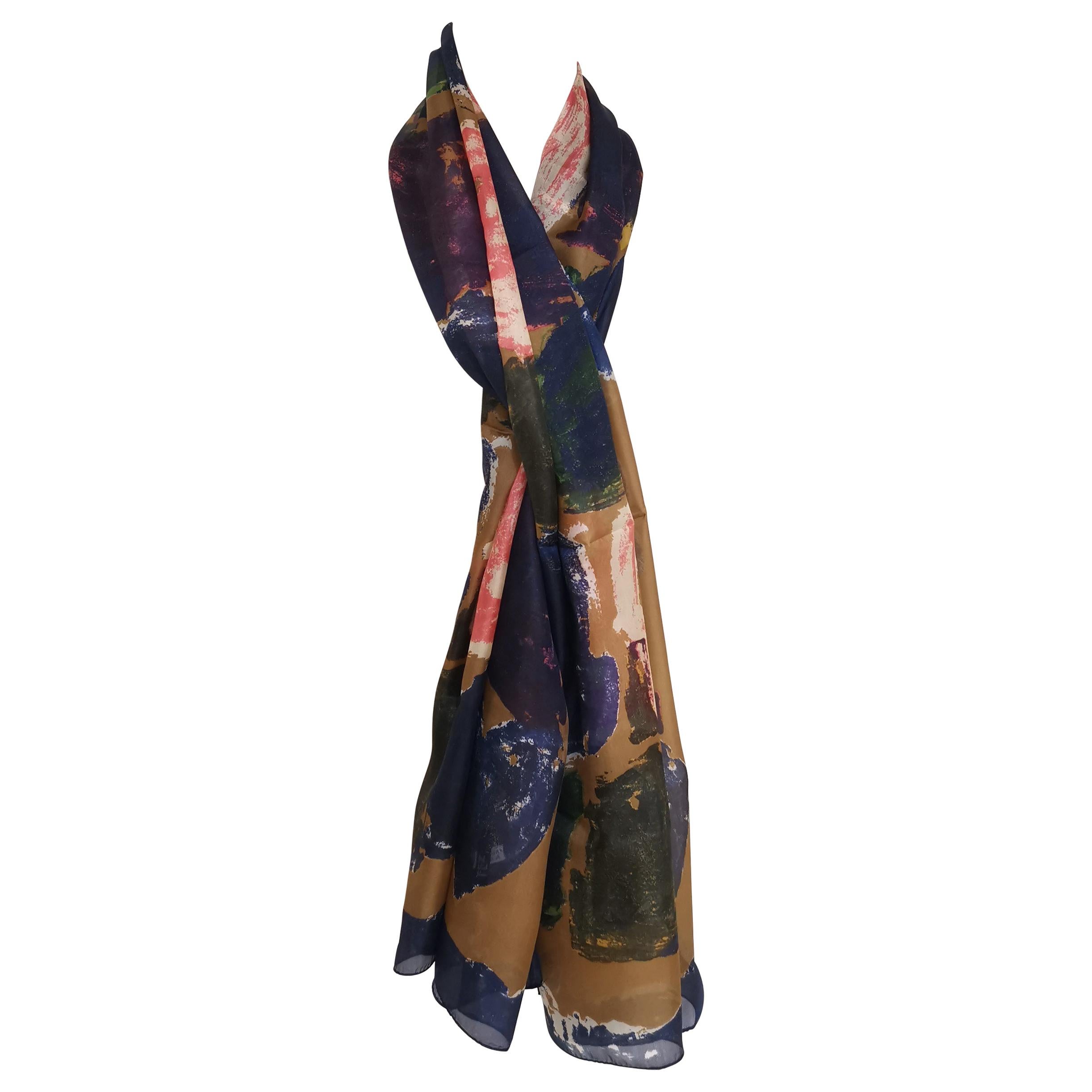 Multicoloured silk scarf foulard