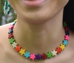Mehrfarbige Stern Howlite Perlen Choker-Halskette
