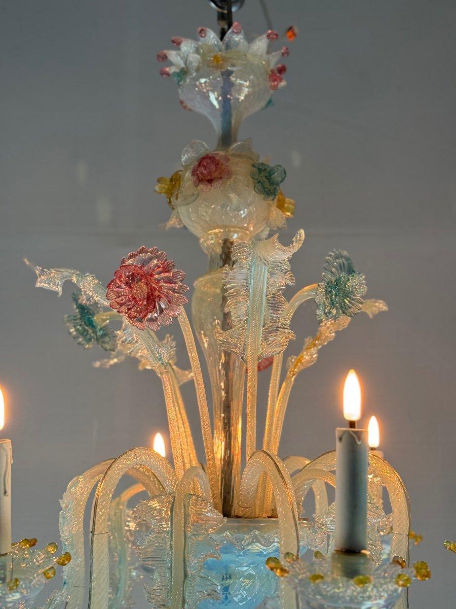 Lampadario multicolore in vetro di Murano, sei bracci luminosi, circa 1920 in vendita 1