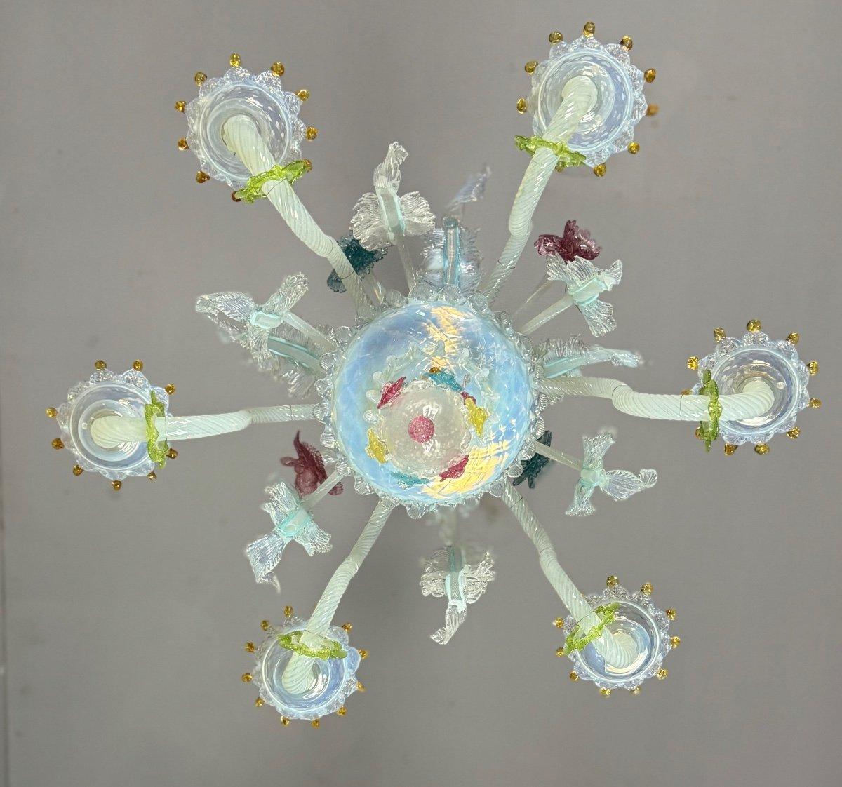 Lampadario multicolore in vetro di Murano, sei bracci luminosi, circa 1920 in vendita 3