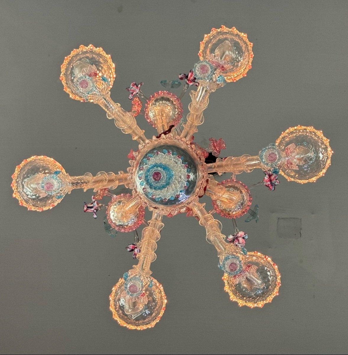 Lampadario Rezzonico in vetro di Murano multicolore Circa 1900 in vendita 3
