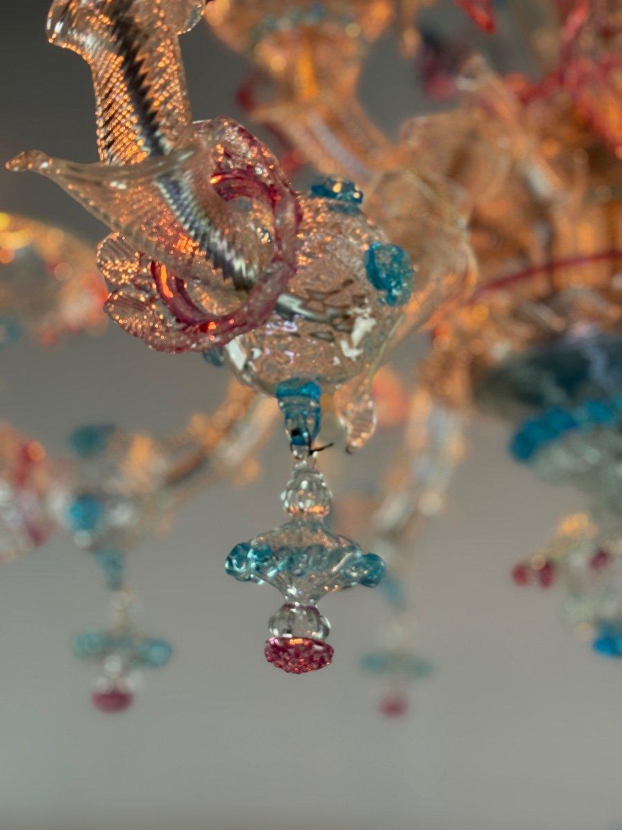 Lampadario veneziano Rezzonico in vetro di Murano multicolore,
6 braccia di luce